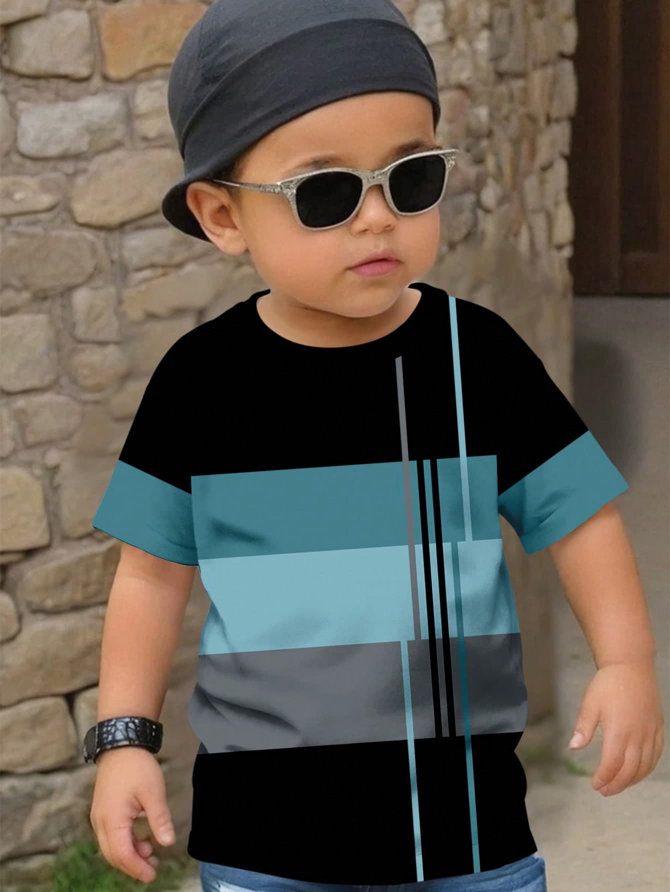 SHEIN Young Boy Casual Simple Round Neck Loose Short Sleeve T-Shirt, Suitable For Summer Terno For Kids Boy>Colorblock