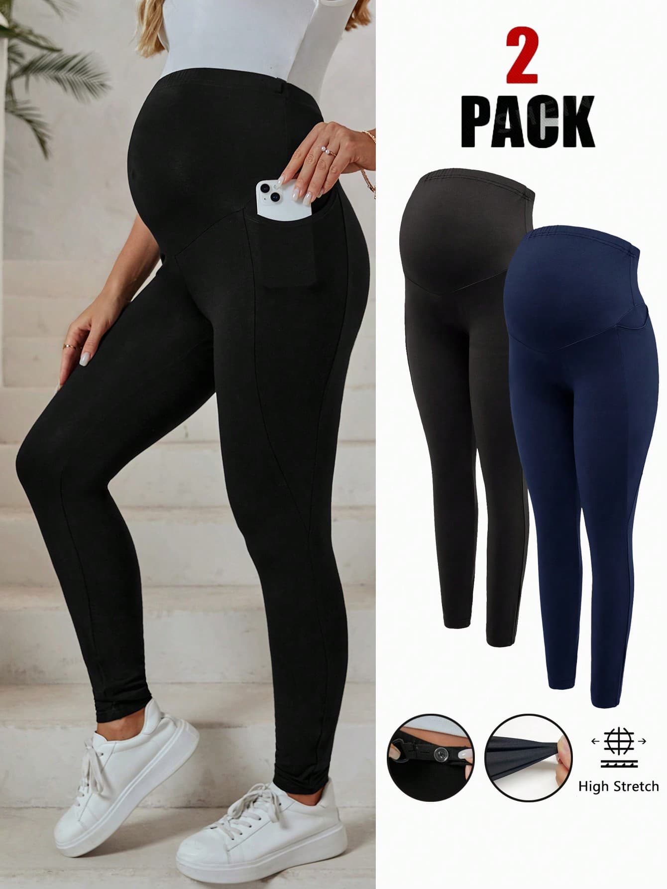 SHEIN Adjustable Waist Regular Maternity Casual City Style Leggings