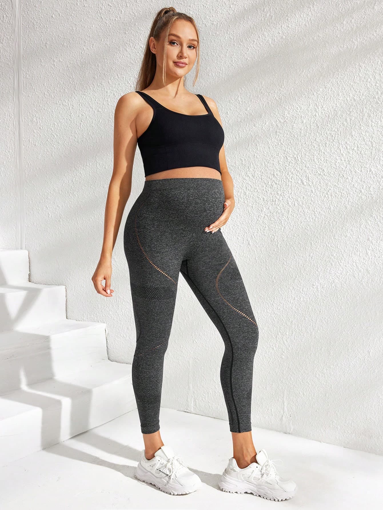SHEIN Maternity High Waist Solid Color Casual Yoga/Workout Pants