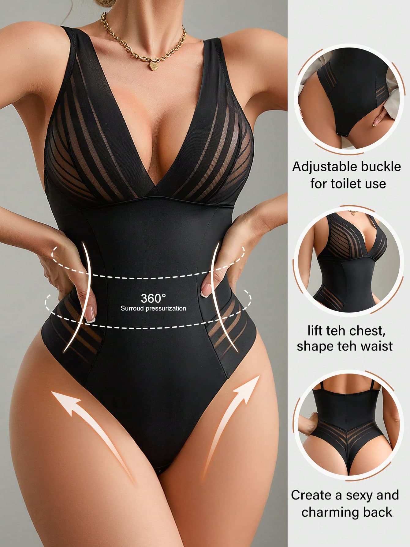 SHEIN 1pc Women's Casual Seamless Shapewear Bodysuit UnderwearOuter