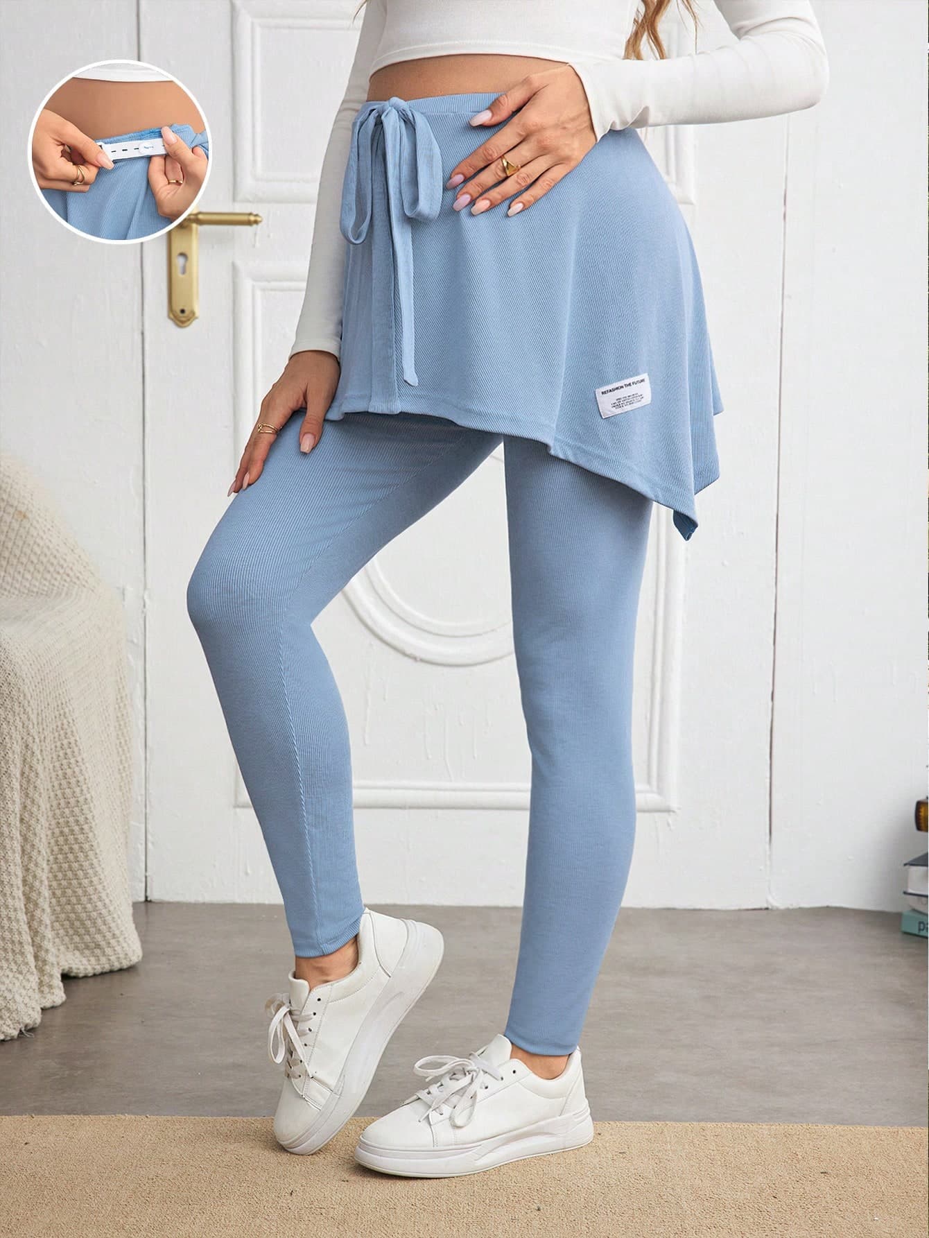 SHEIN Maternity Women Casual Sports Suit, Leggings, Autumn/Winter, Running, Fitness, Outdoor Sports, Adjustable Waist Pregnancy Pants
