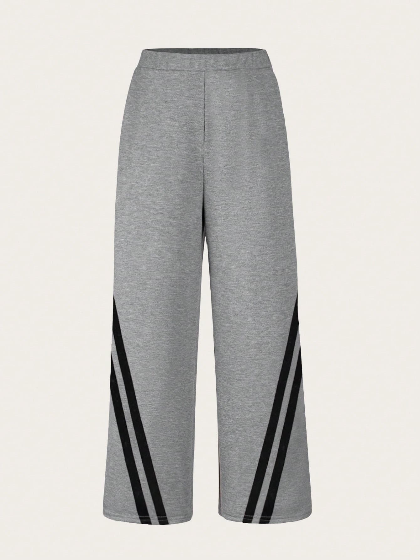 SHEIN Girls' Oversized Casual Black Printed Loose Sports Sweatpants With Pockets
