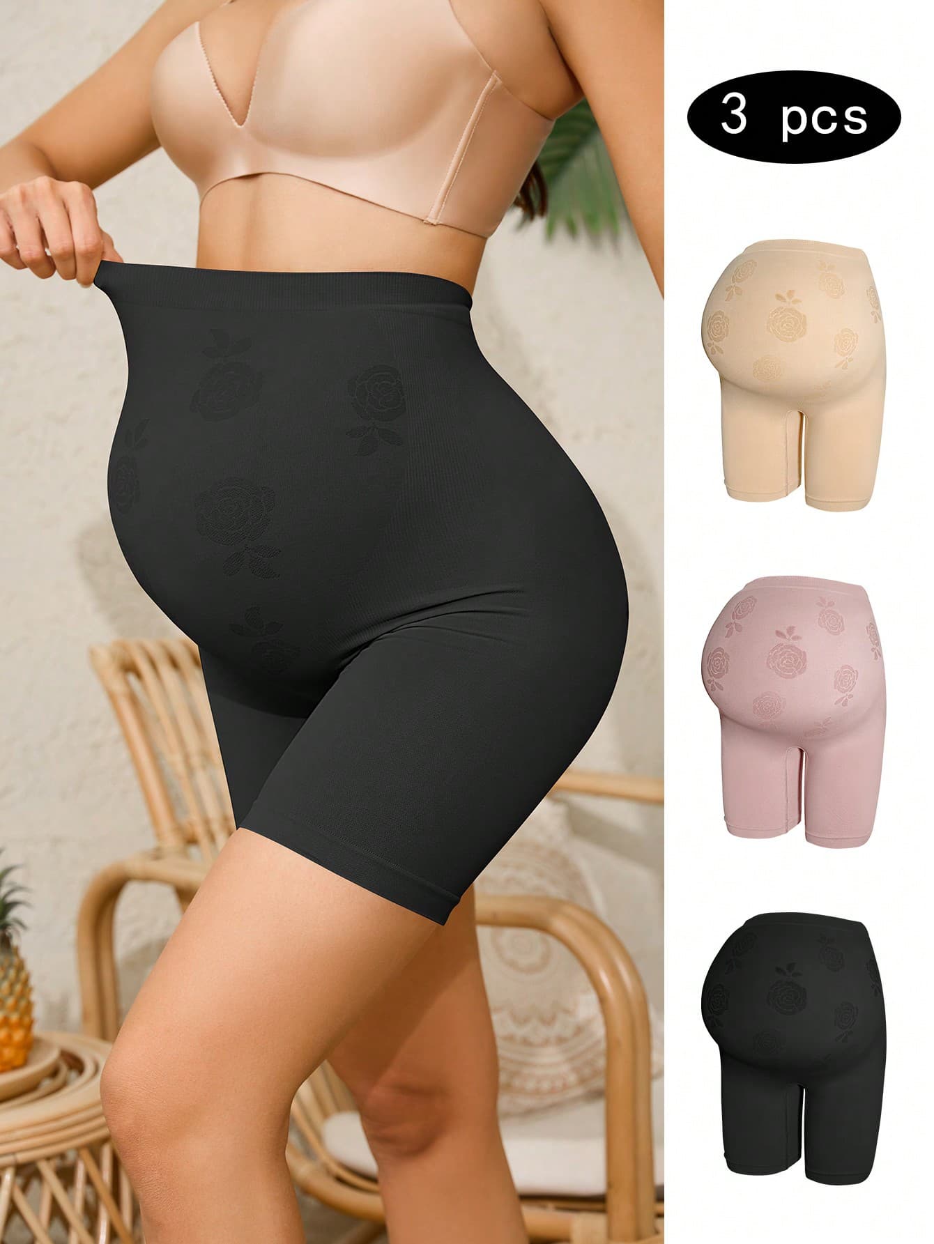 Moonlight&Mama 3pcs/Set Pregnant Women High Waist Solid Color Casual Briefs