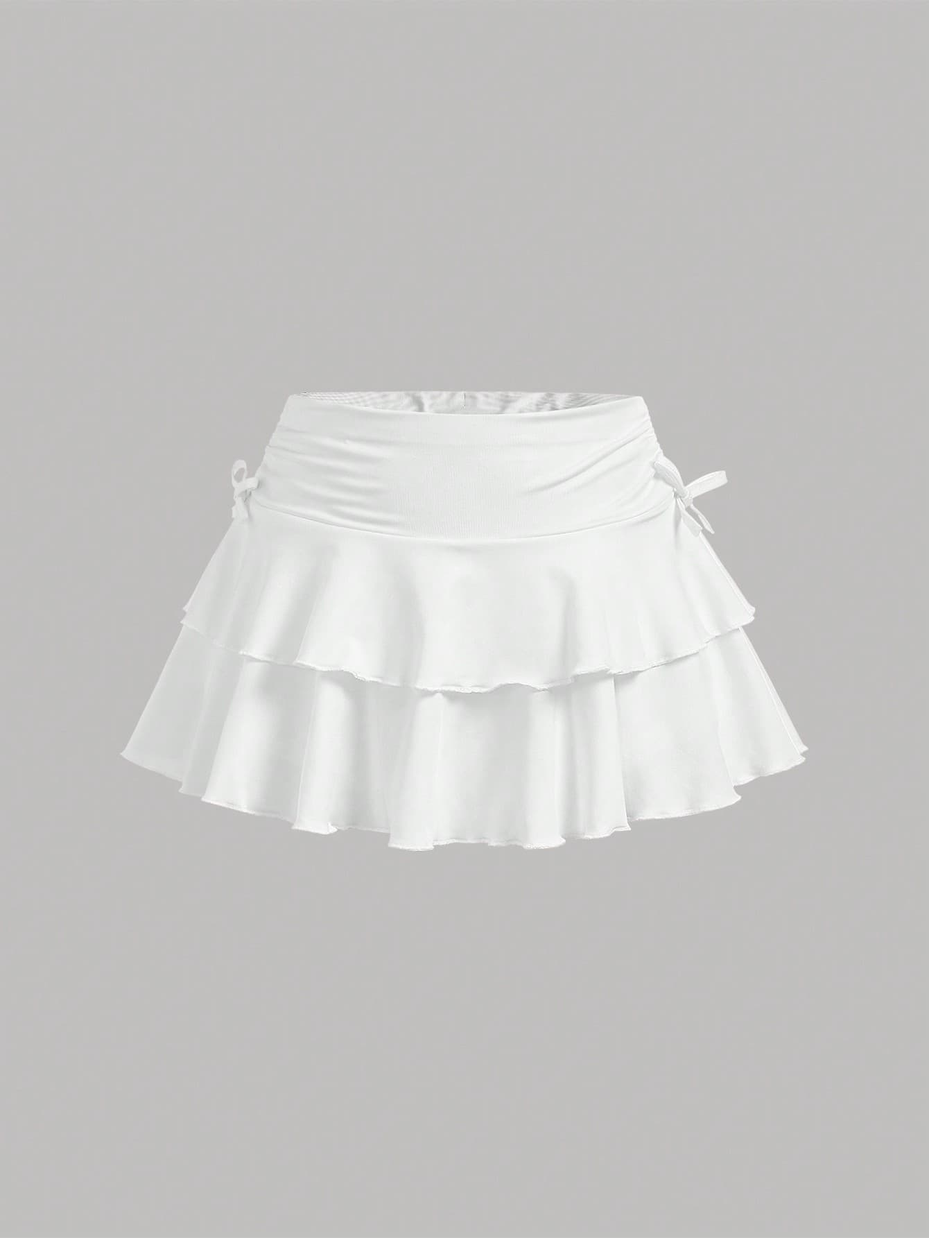 SHEIN Girlism Teen Girls Drawstring Waist Ruched Casual Skirt With Attached Shorts