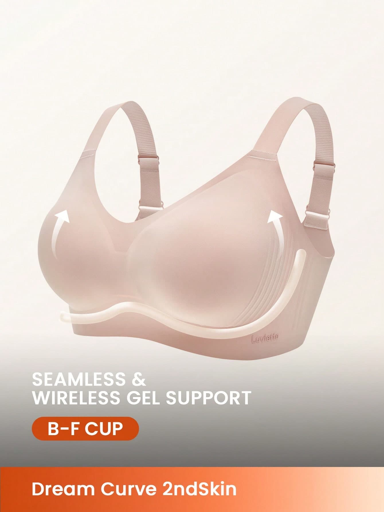 LUVLETTE Dream Curve 2ndSkin Wireless Full Coverage Seamless Side Support Lounge Bra Pink Bralette Bra No Show Underwear Workout Sports Sticky Basic SizeFreedom Bra