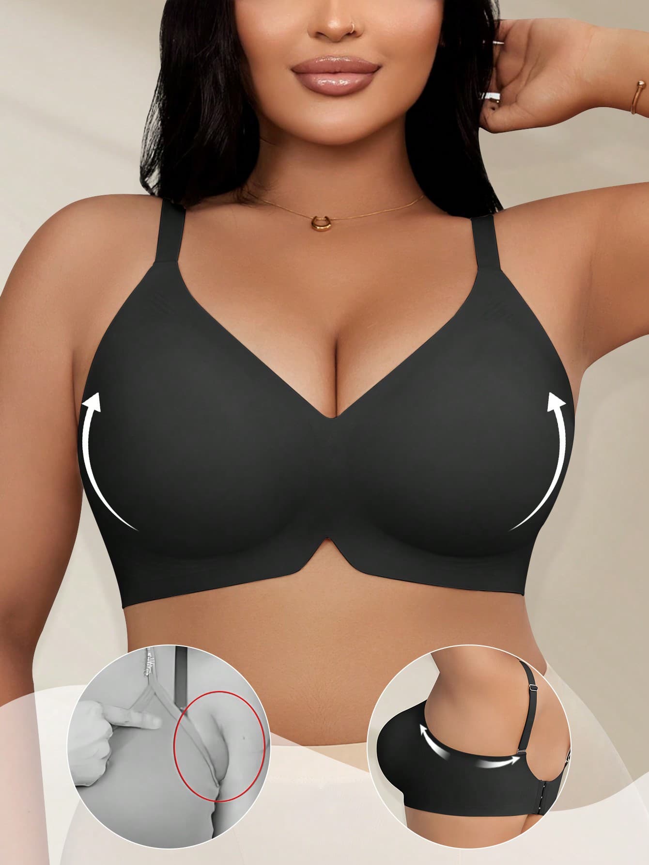 SHEIN 1pc Women Plus Size Jelly Soft Support Wireless Push-Up Bra