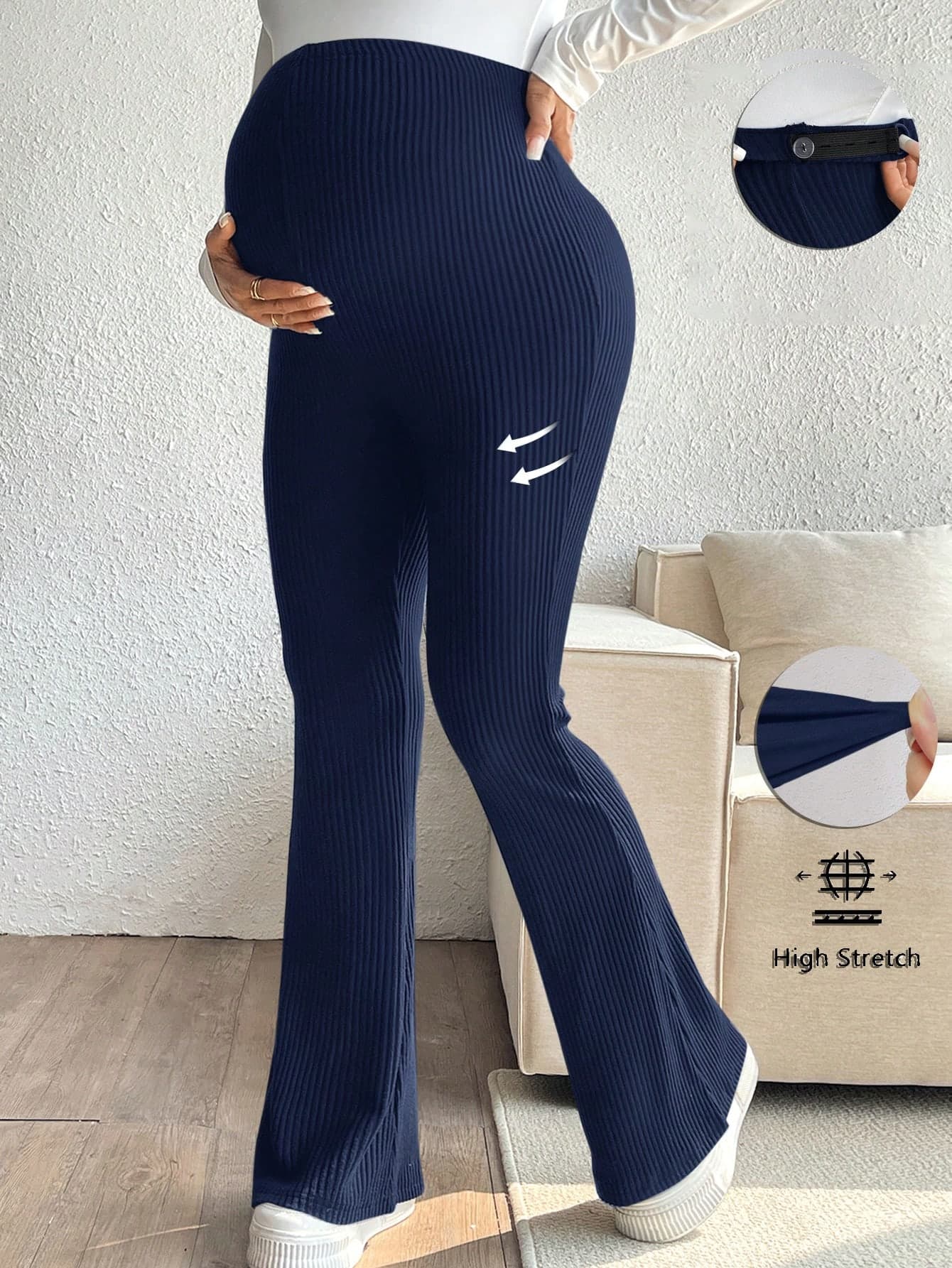 SHEIN Maternity Plain Minimalist Casual Pants, Daily Wear