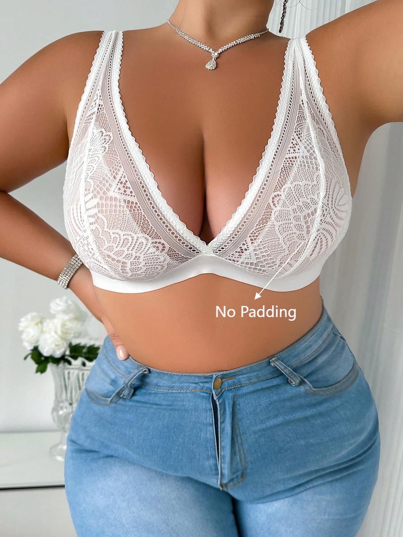 Women Plus Size Lace Wireless Comfortable And Fashionable Underwear Sexy Lingerie Bra