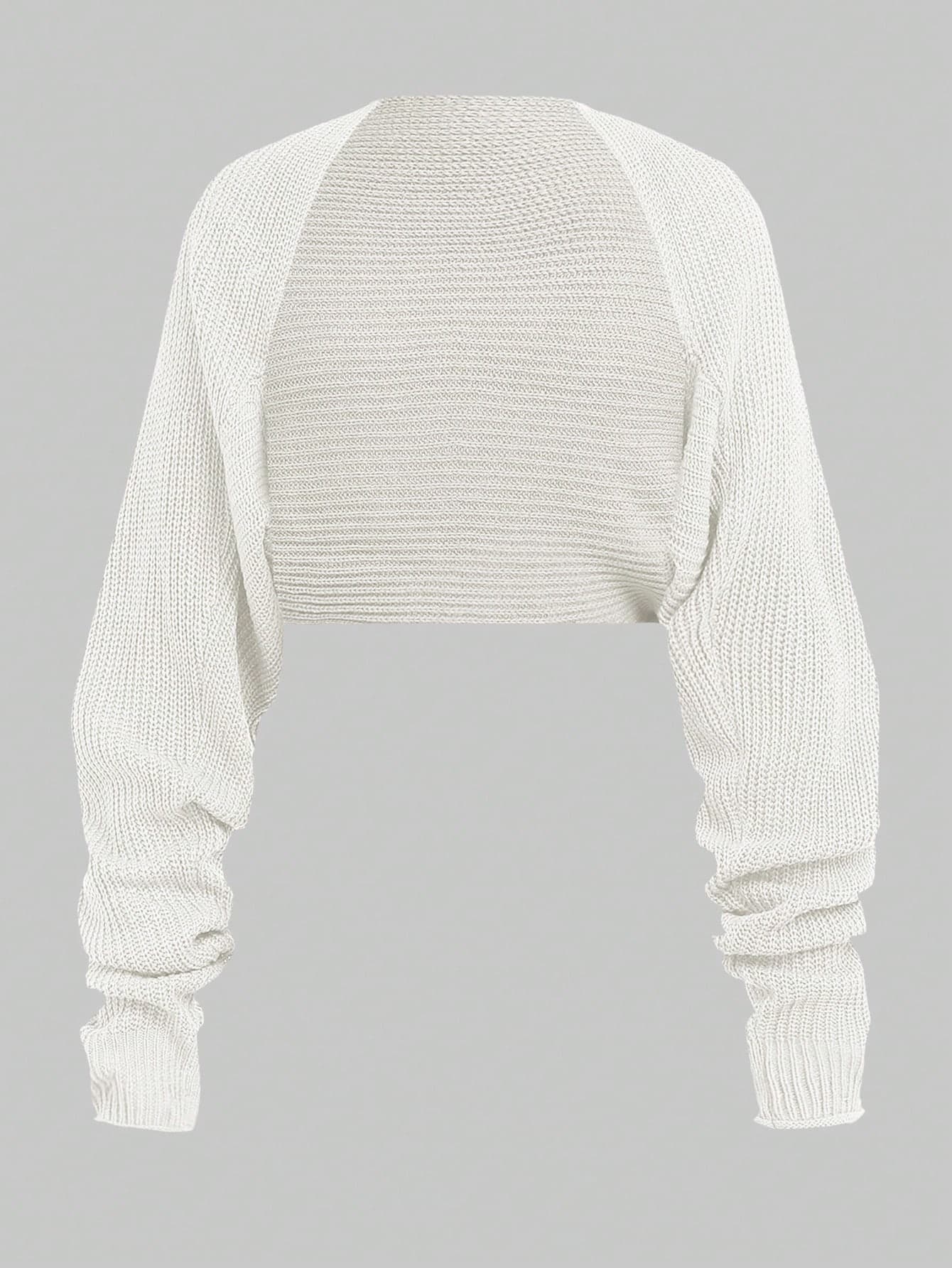 SHEIN Girlism Teen Girls White/Cropped/Thick Knit Texture/Casual Lightweight Cardigan, Versatile, Suitable For Daily Wear, Sunprotection,In Fall/Winter