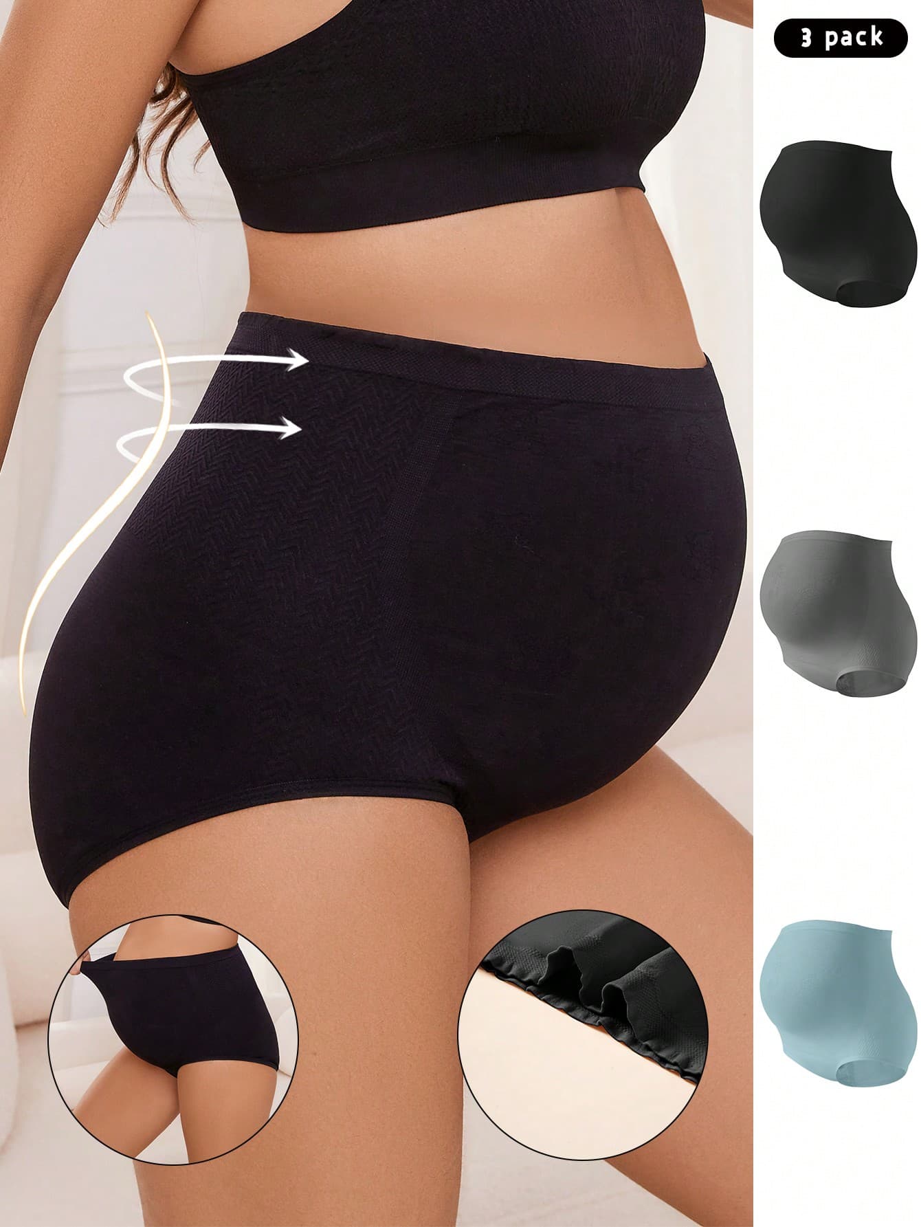 Moonlight&Mama 3pcs/Set High Waist Seamless Maternity Panties