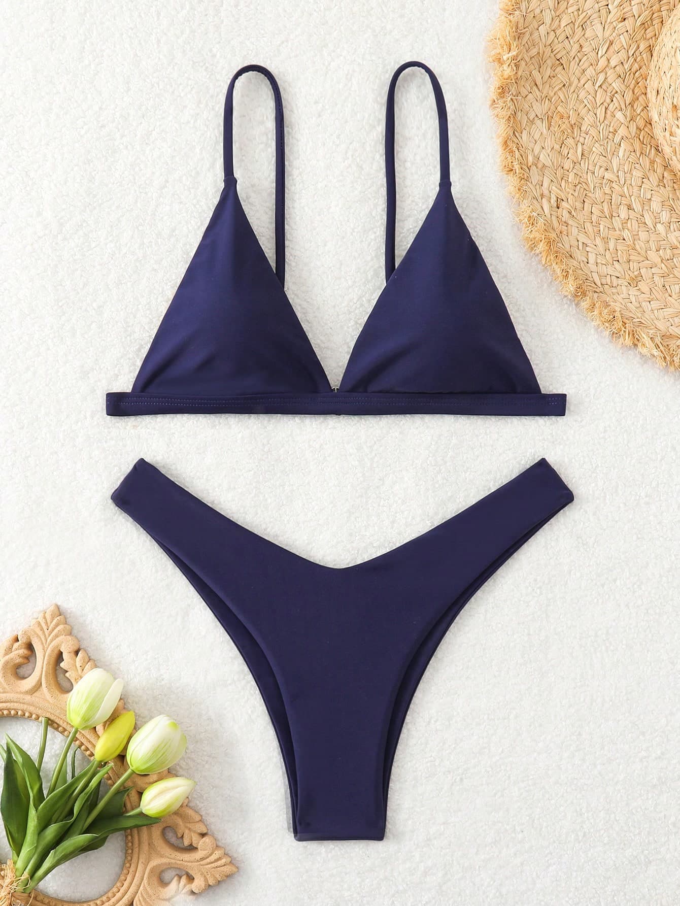 Swim Basics Women's Solid Color Sexy Bikini For Beach Vacation Summer