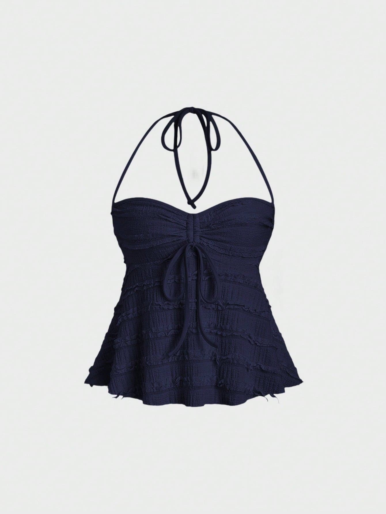 Sweetra Women Solid Drawstring Bust Halter Tops Y2K