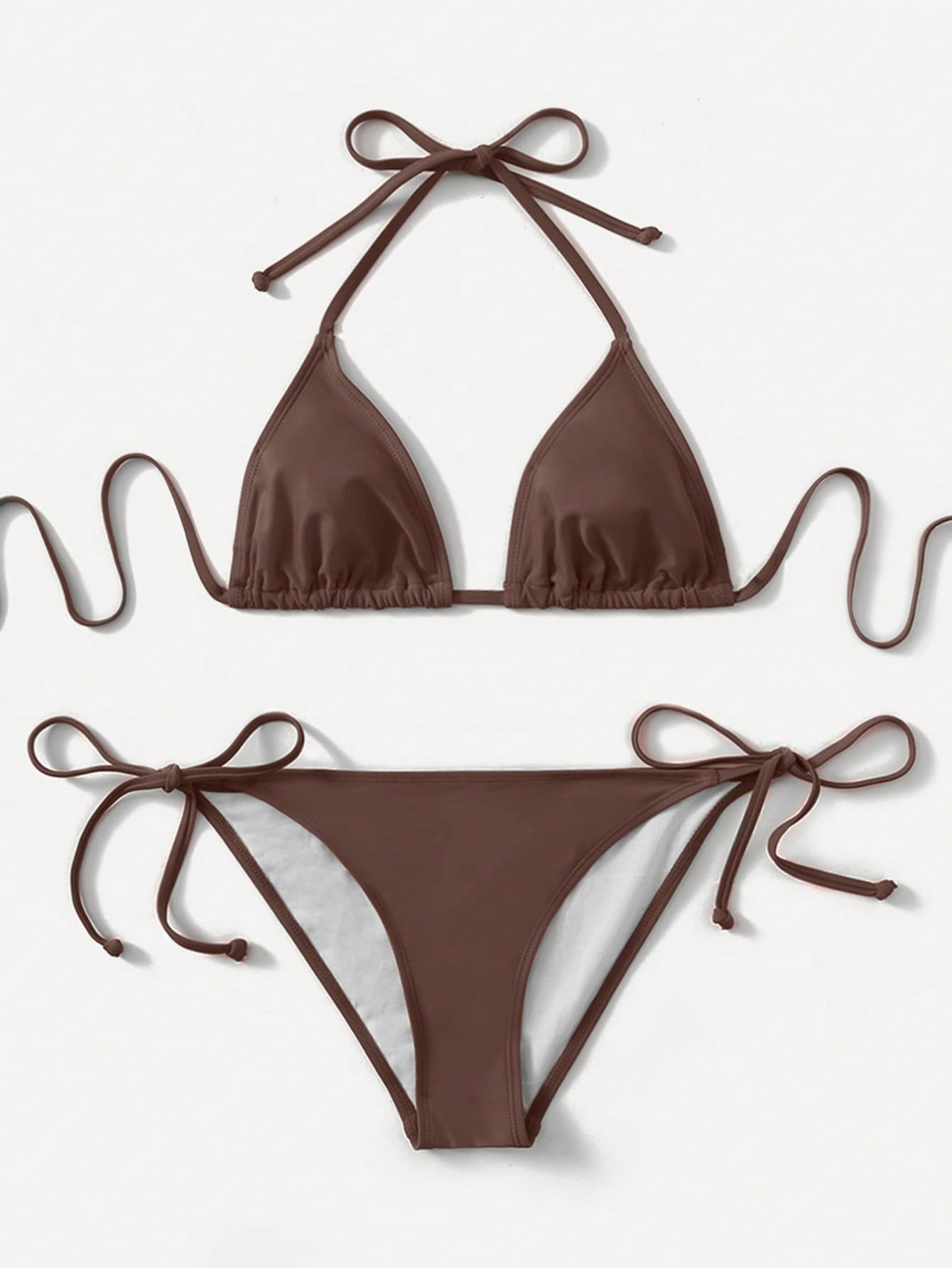 Swim Basics Vacation Beach Solid Color Bikini Set Summer