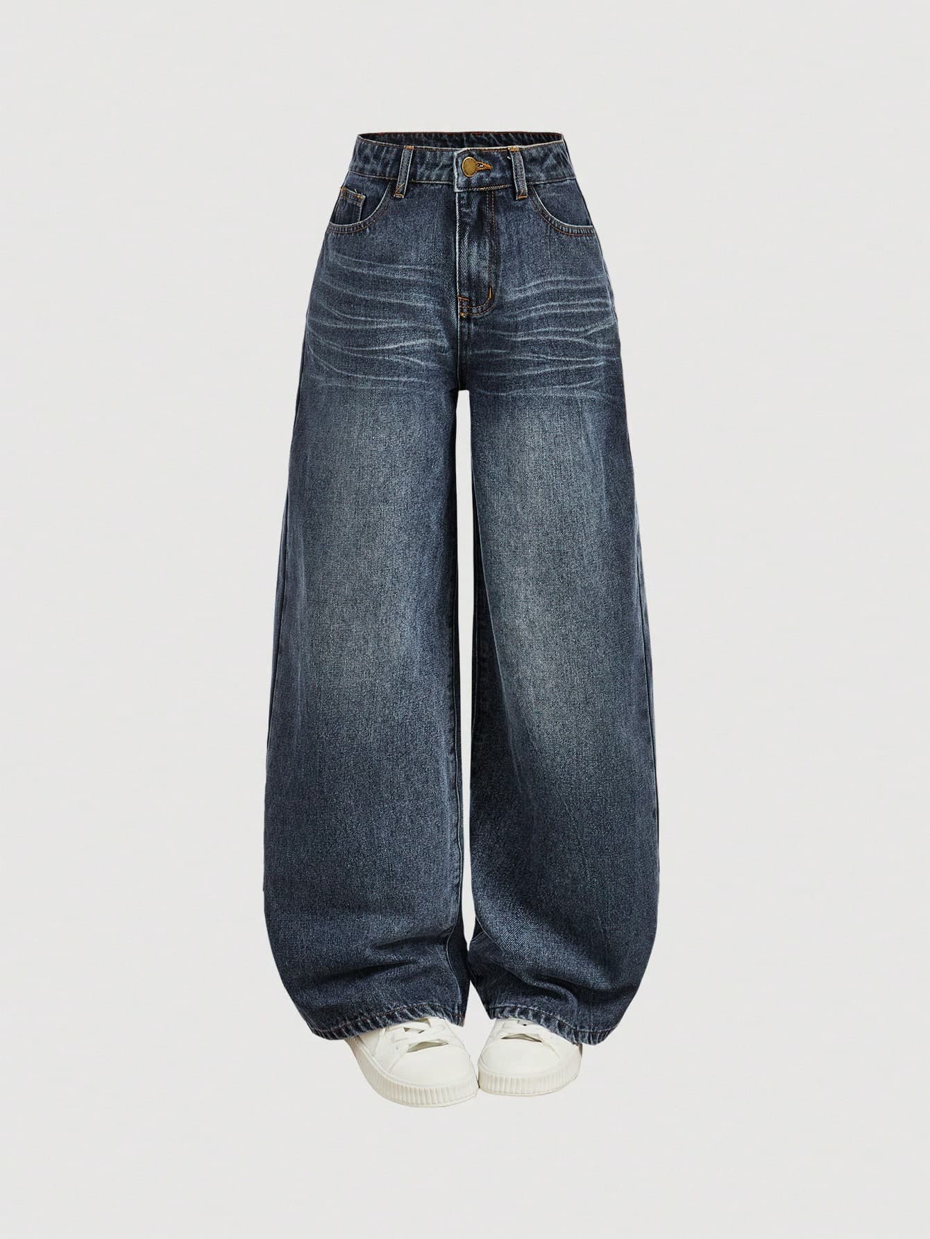 SHEIN Girlism Y2k Vintage Baggy Jeans Wide Leg Denim Pants Harajuku K-Pop Streetwear Trousers Retro 2000s Style Spring For Teen Girl , Fall Back To School Summer Boho Rave Concert Festival