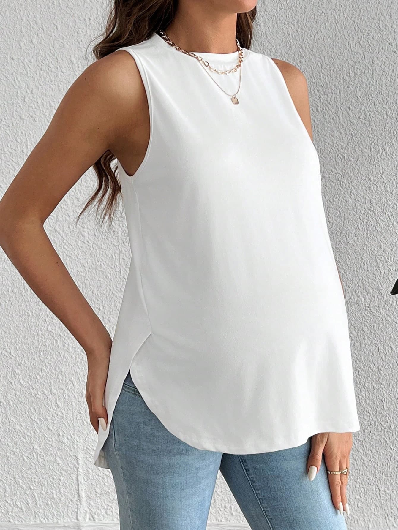 SHEIN Maternity Tank Top, Solid Color Casual Versatile, Daily Wear