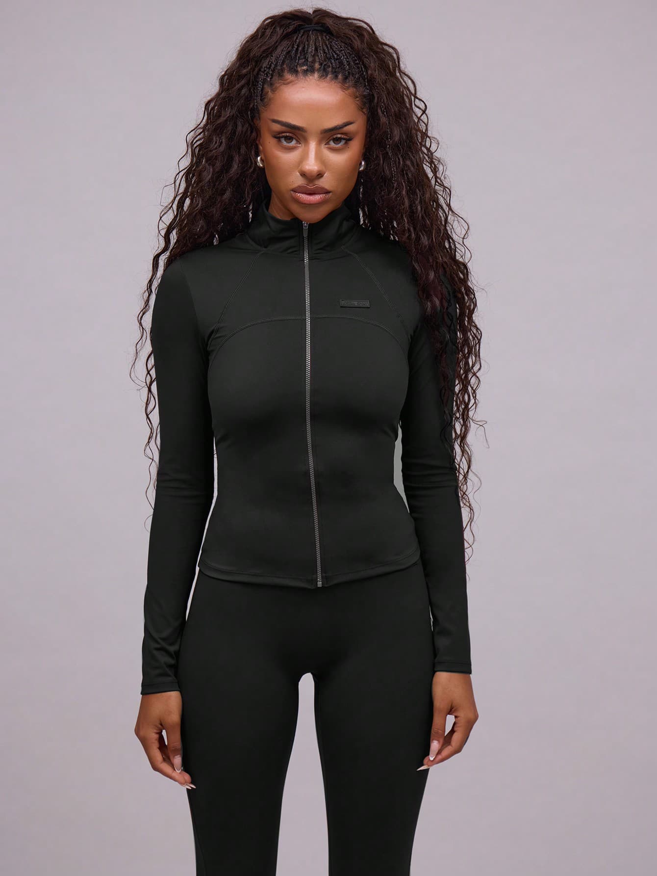 Musera Sport High Neck Full Zip Up Contour Long Sleeve Active-Wear Top Jacket , Padel, Tennis, Pickleball Gym Fitness Winter