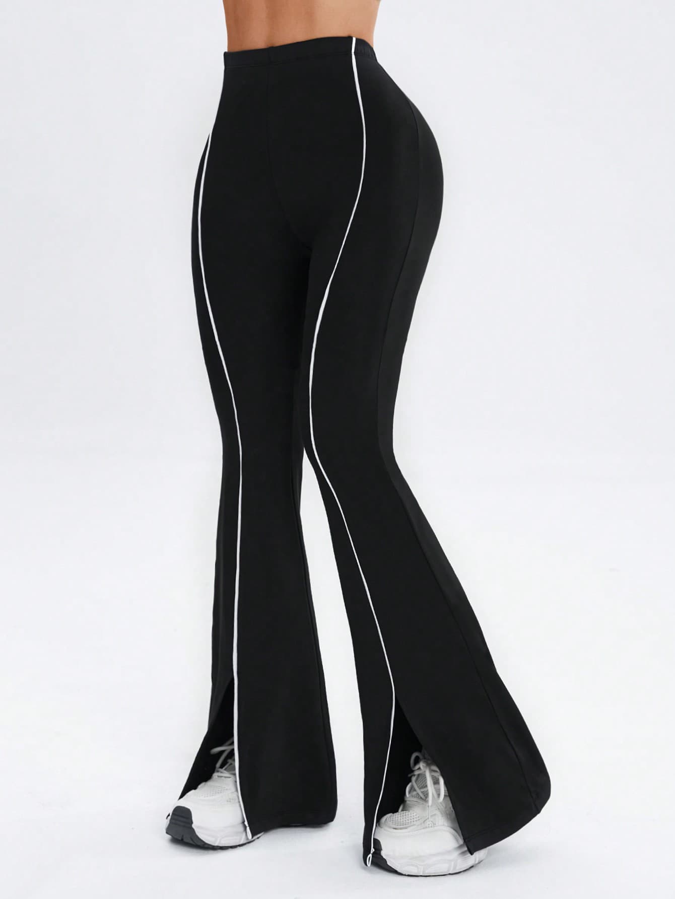 Eassivo Eassivo Women Line Patchwork Minimalist Casual Sports Pants, Daily Wear