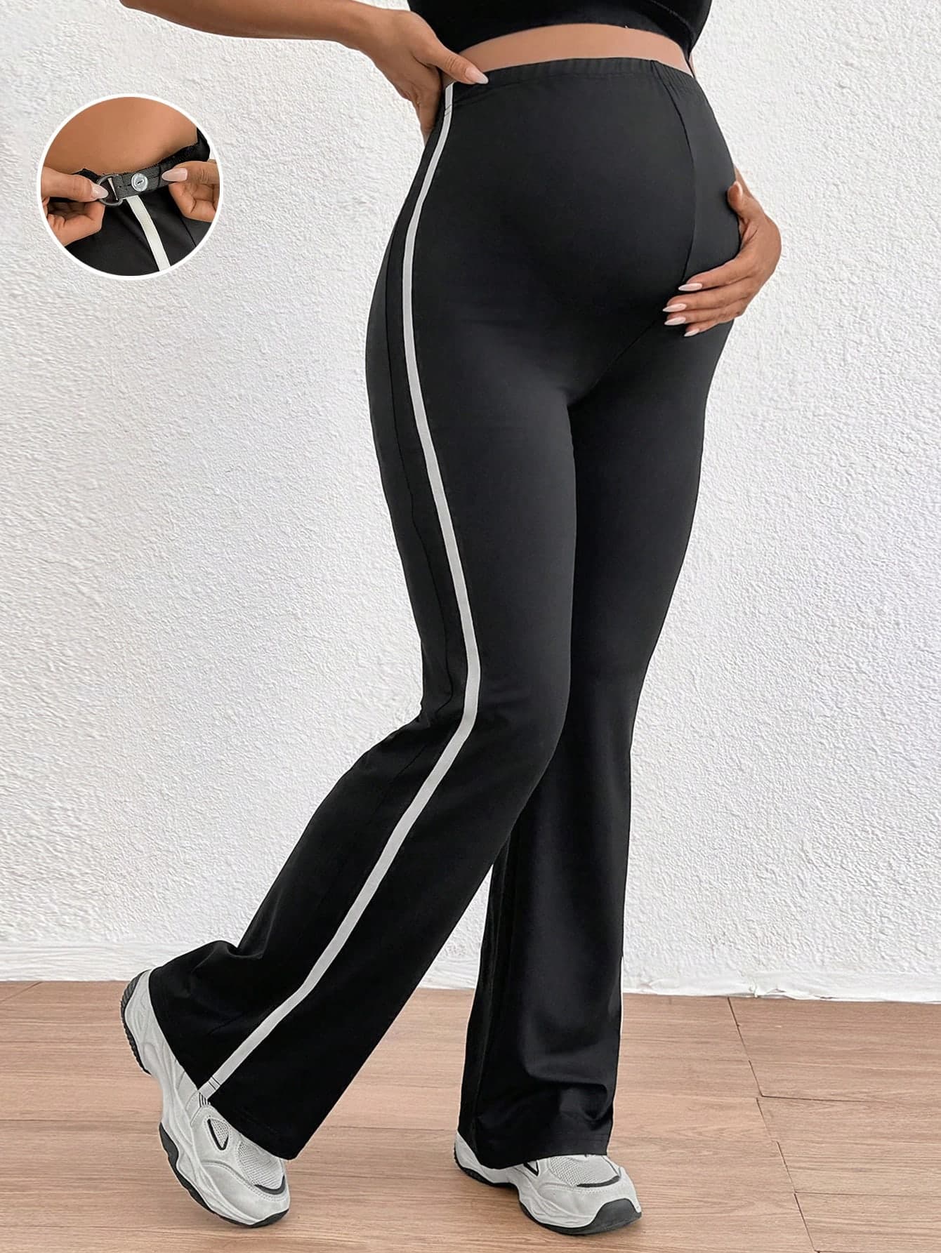 SHEIN Maternity Knitted High Waist Adjustable Wide Leg Leggings World Cup