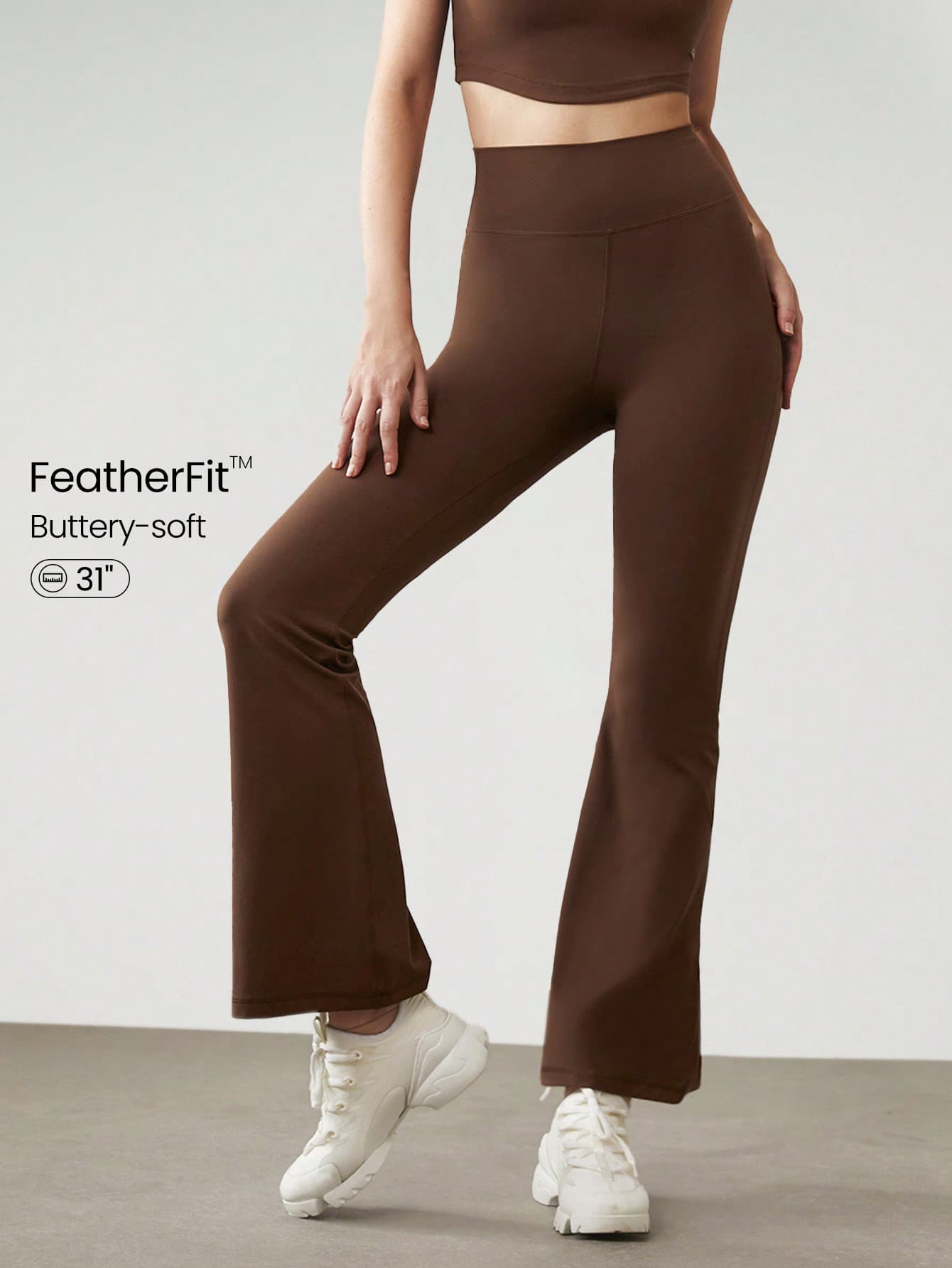 GLOWMODE 31" FeatherFit™ High-Rise Flared Leggings Pants Low Impact Yoga Pilates Daily Spring Summer