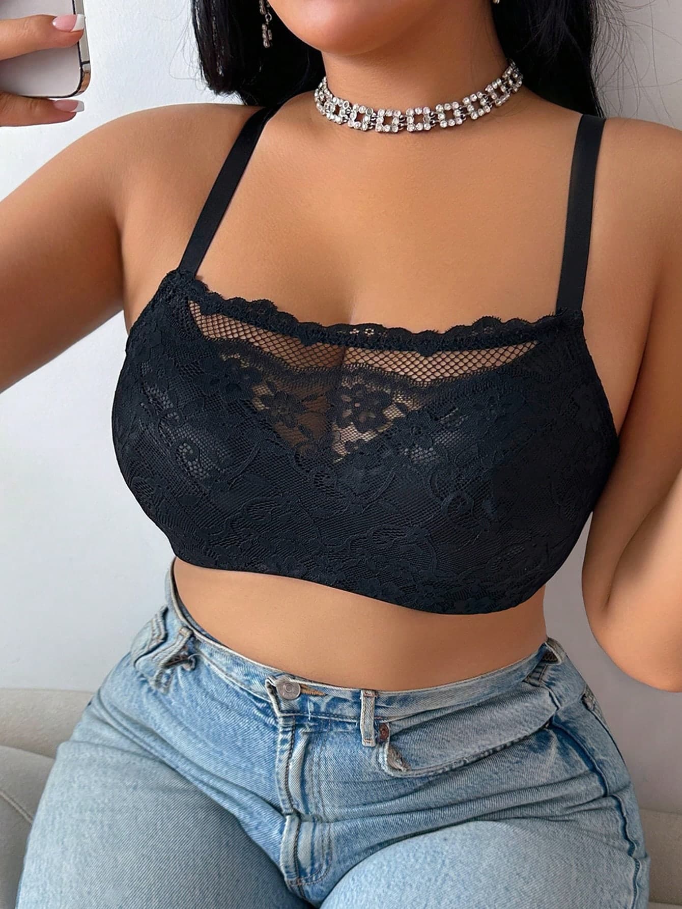 Seduluxe Plus Size Double Layer Bandeau Bra With Underwire And Thin Lining