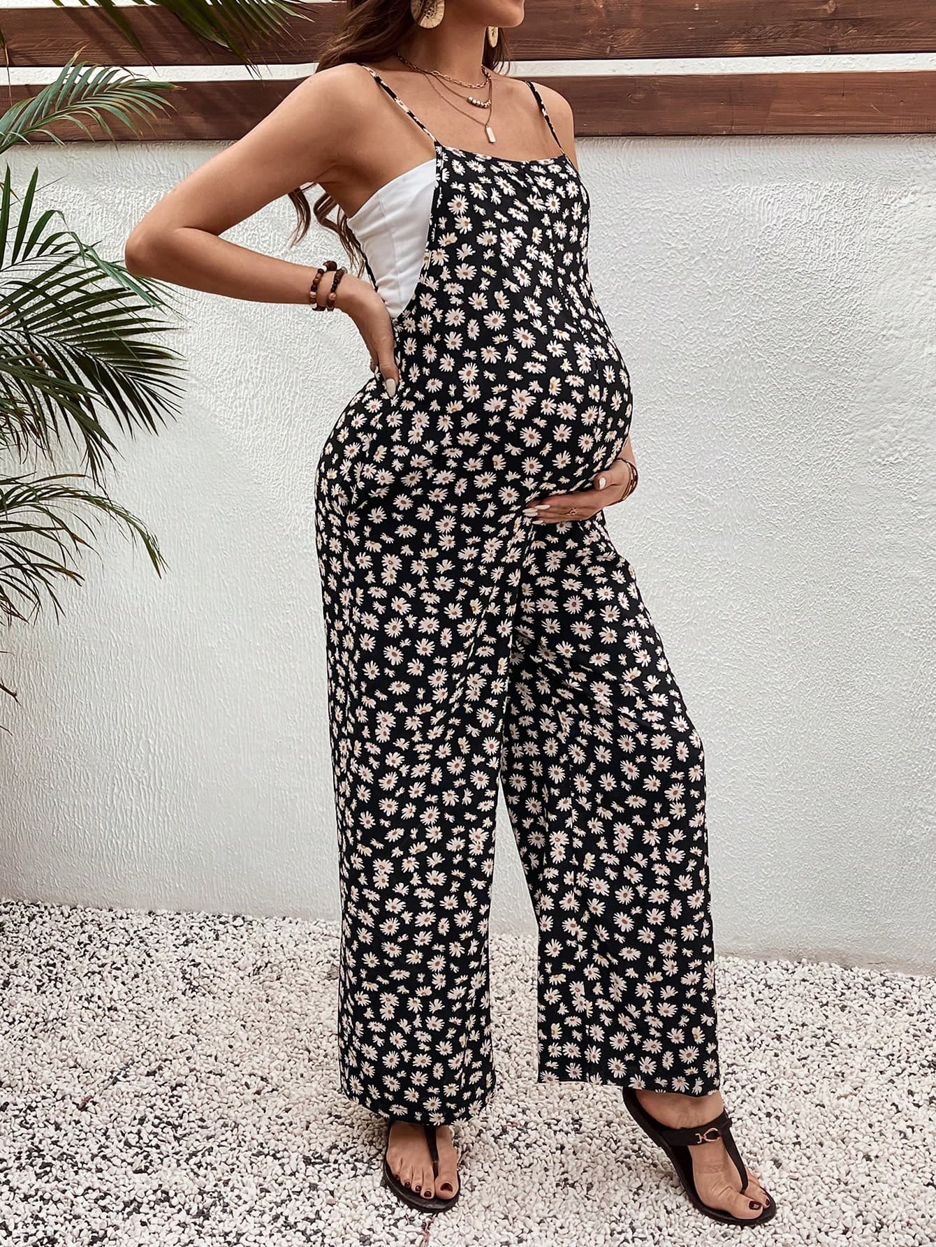 SHEIN Floral Print Maternity Jumpsuit