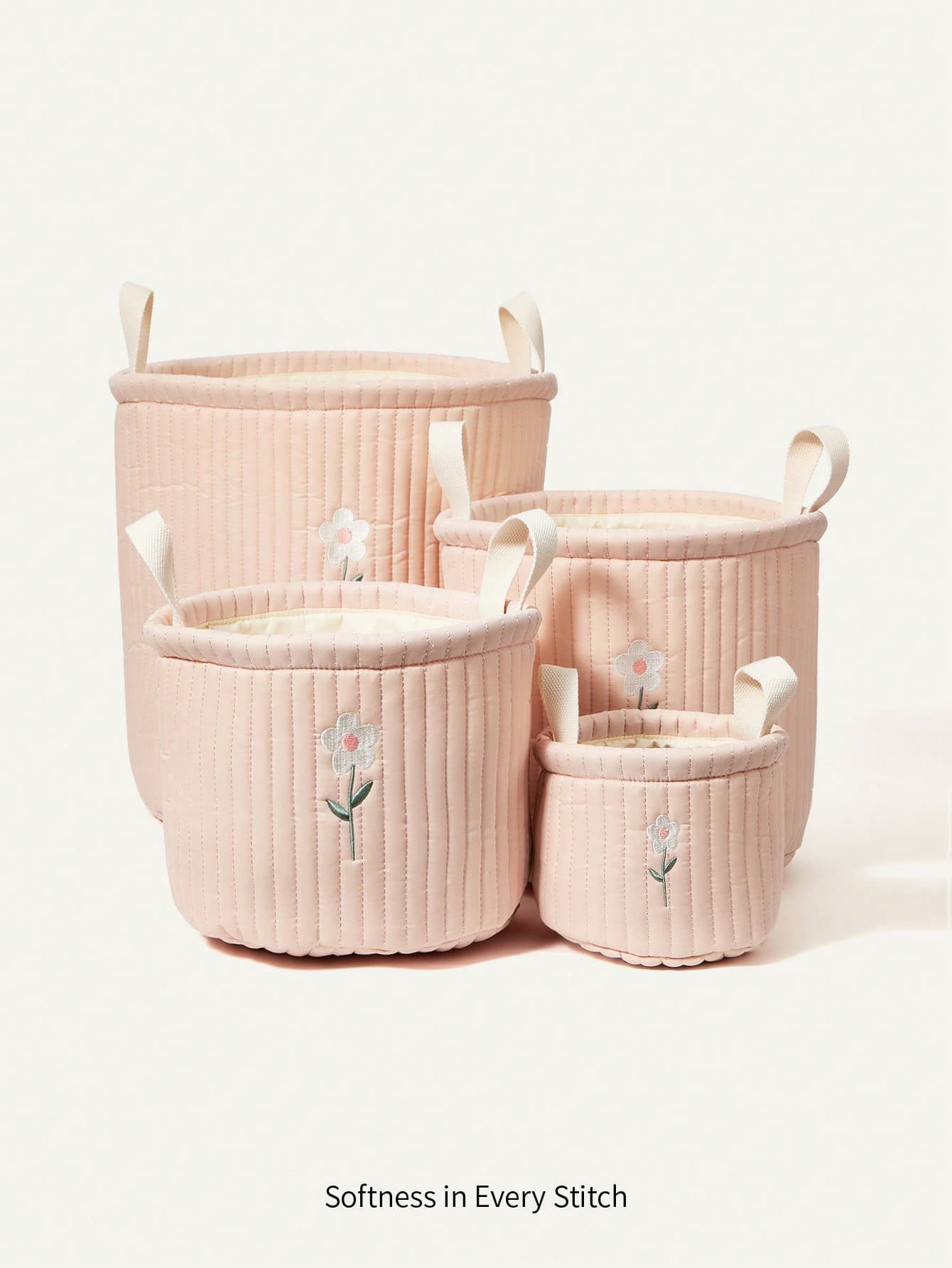 Cozy Pixies 1pc Striped & Floral Pattern Multi-Size Functional Storage Basket, Suitable For Toy/Baby Room Storage