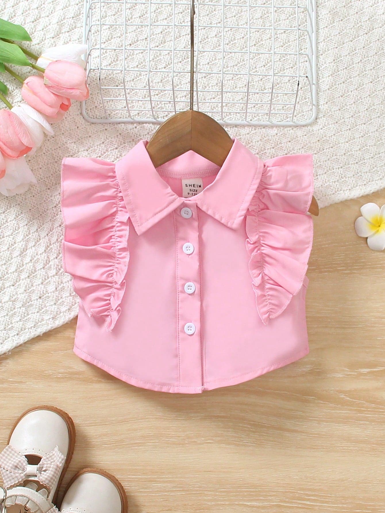 Baby Girls' Ruffled Asymmetrical Cap Sleeve Blouse, Summer