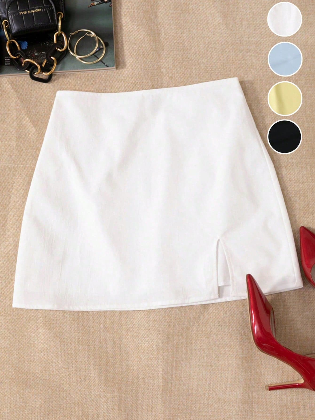 Elamini Casual Solid Color Split Skirt For Summer