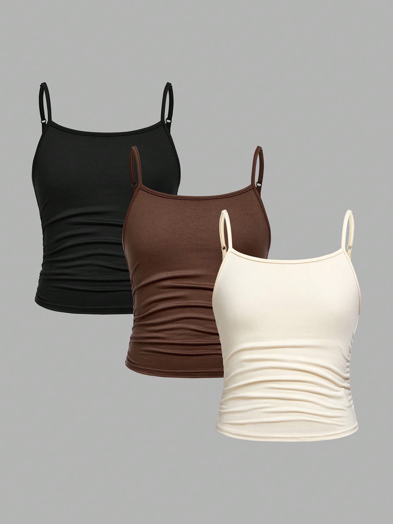 SHEIN Girlism 3pcs/Set Tween Girls Slim Fit Casual Sports Essential Camisole Set, School, Campus, College