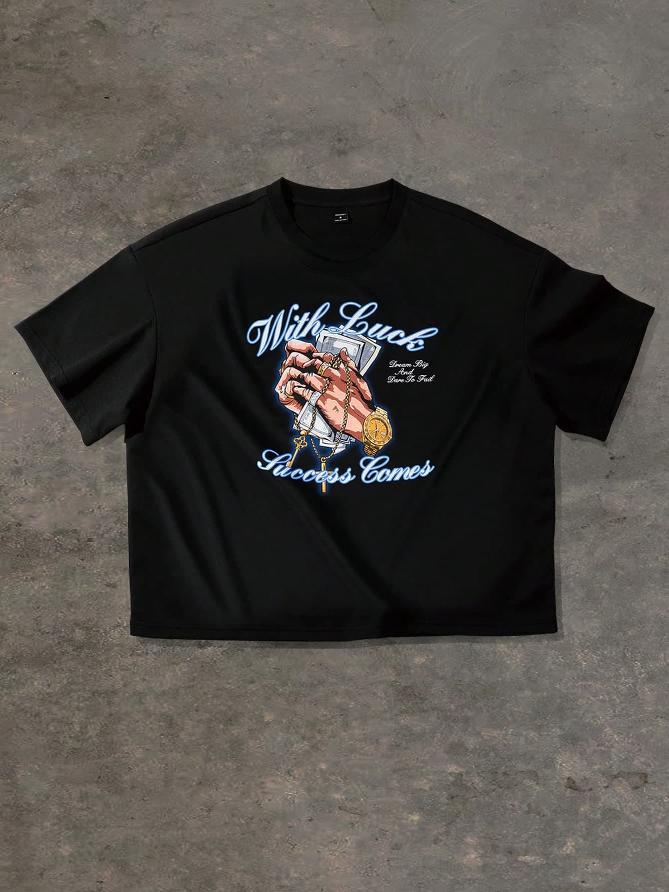 Manfinity EMRG 's Printed Short Sleeve Boxy T-Shirt,Black Summer Streetwear City Break Graphic Fall Halloween Casual Sports T-Shirt,Clothes