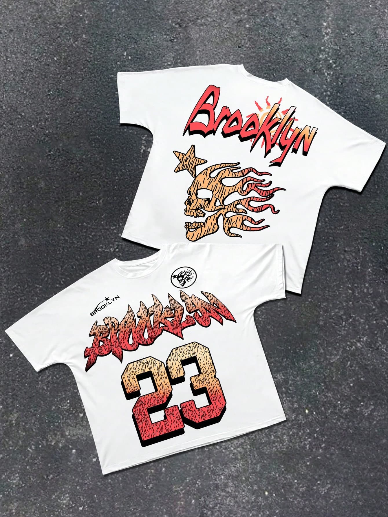 Manfinity EMRG Men's White Summer Streetwear City Break Fashion T-Shirt,Digital And Skull Printed Round Neck Short Sleeve Tee,Comfortable Daily Wear Gift