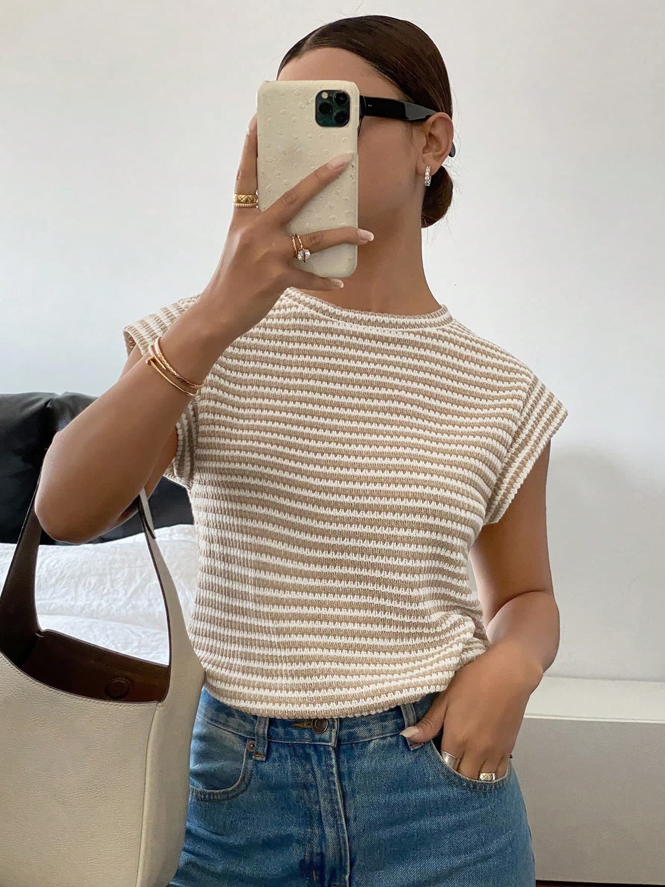 Siren Gaze Women Striped Round Neck Short Sleeve Casual T-Shirt Summer