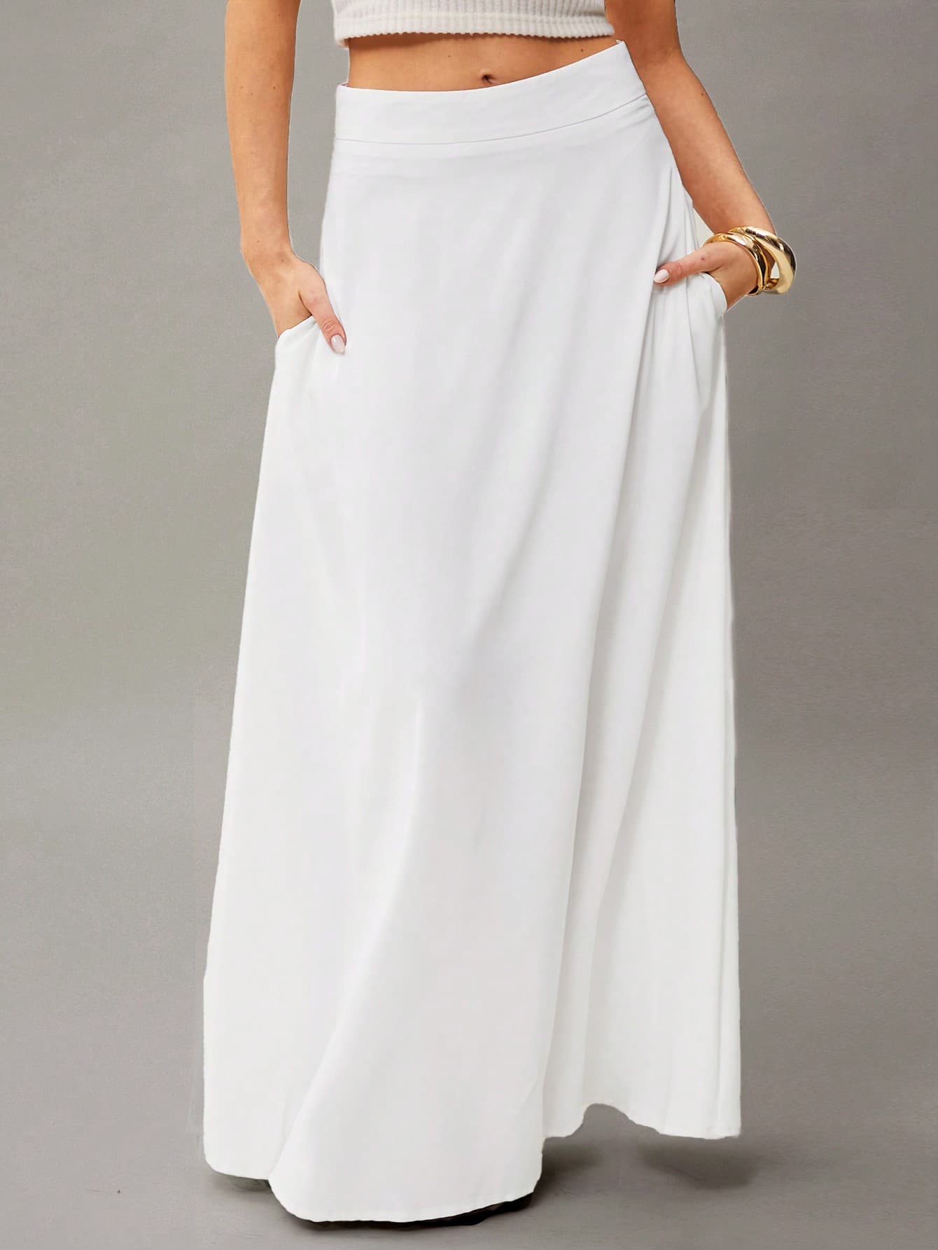 Firerie Solid High Waist Maxi Skirt