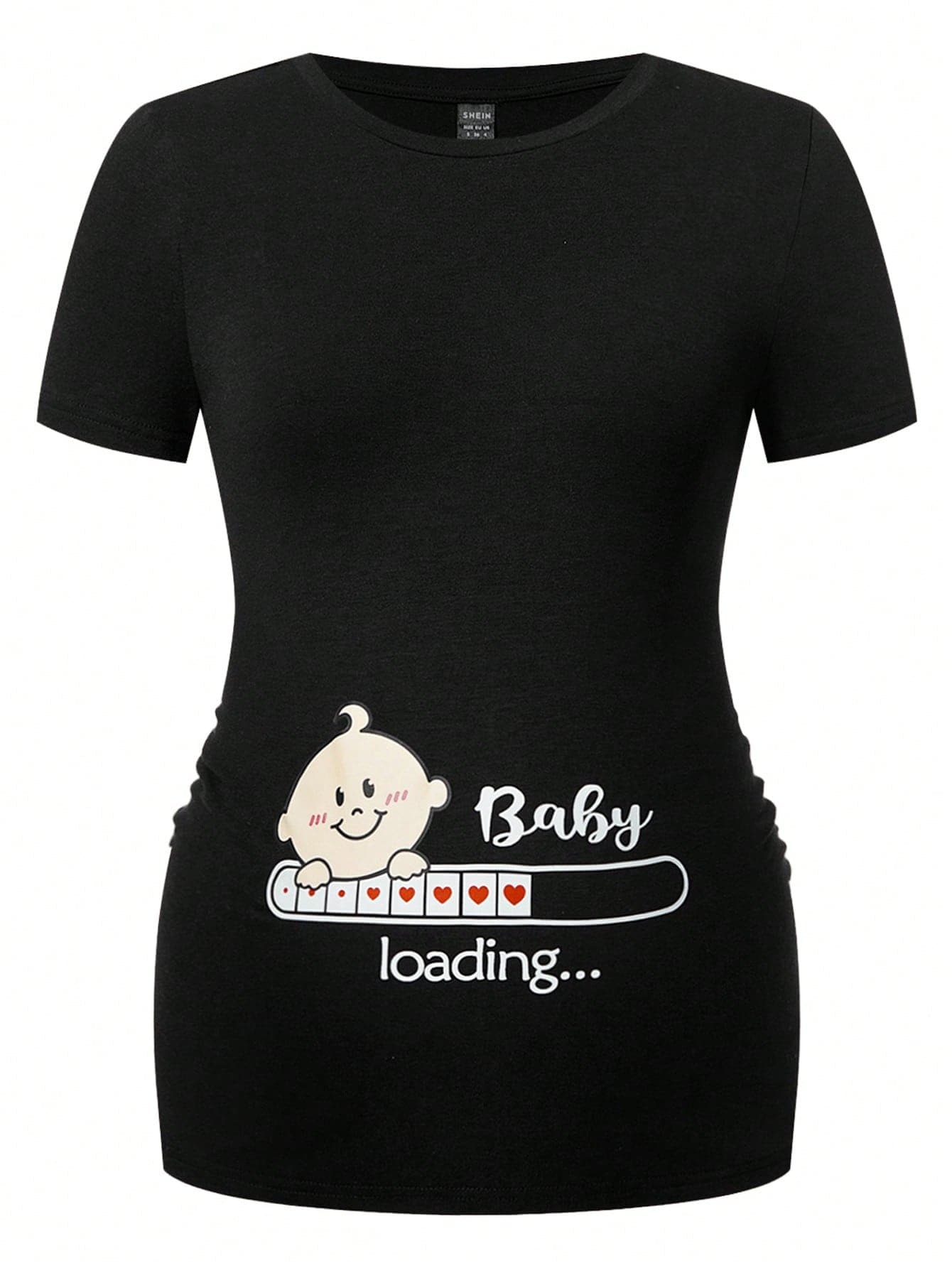 SHEIN Maternity 1pc Letter & Footprint Print Short Sleeve Slim Pregnant Women T-Shirt, Cotton World Cup