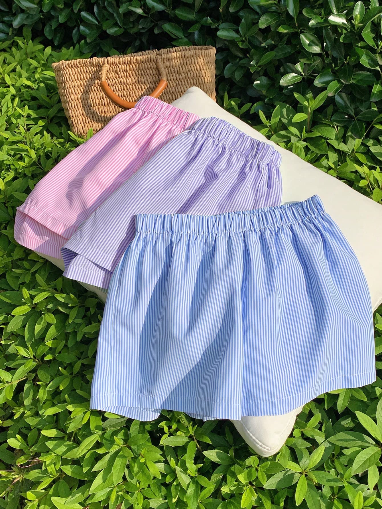 Comfortcana Multi-Color Striped Woven Women's Shorts Set