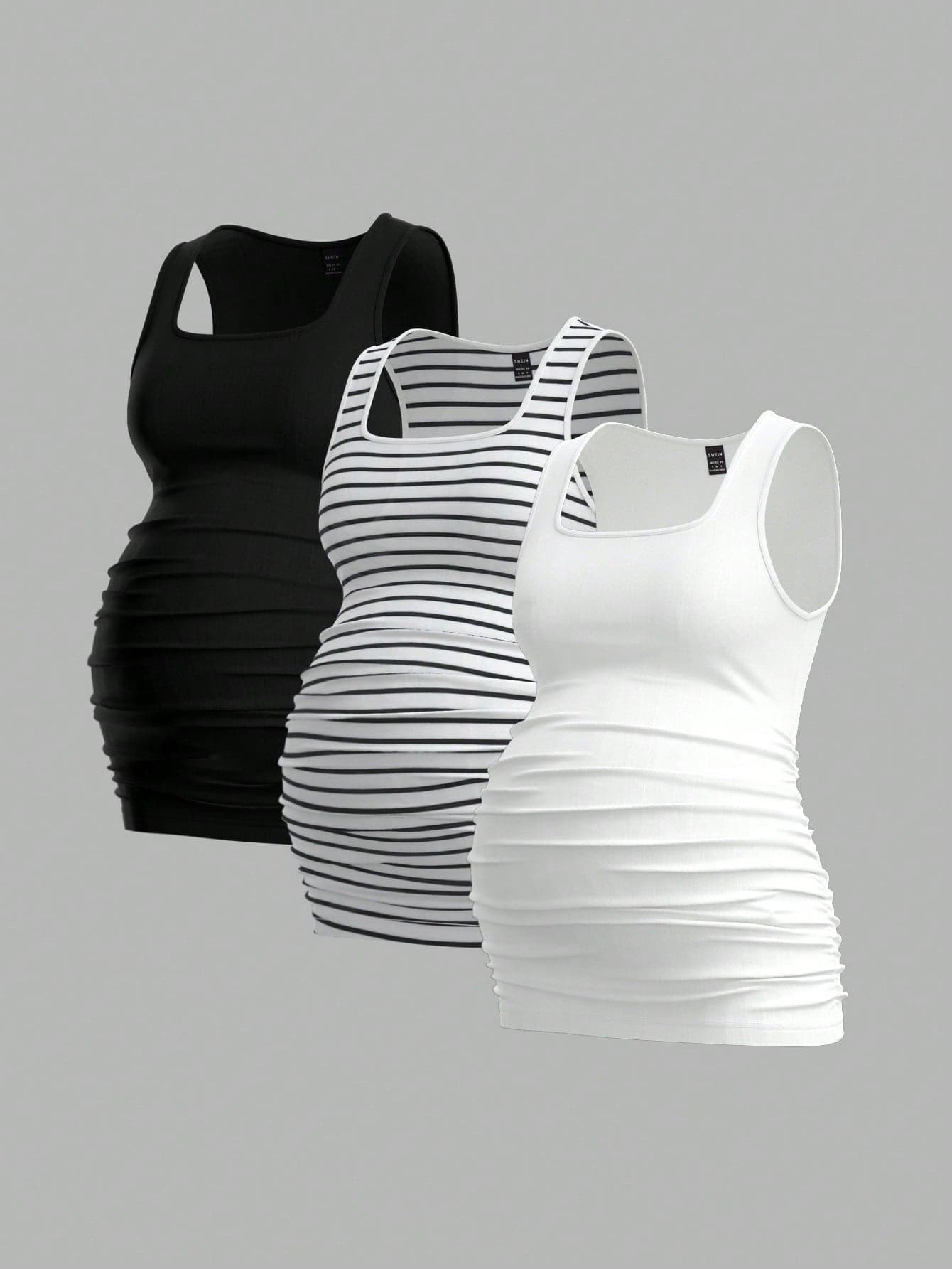 Modmama 3pcs Maternity Casual Tank Top Set, Women Pregnancy T-Shirts