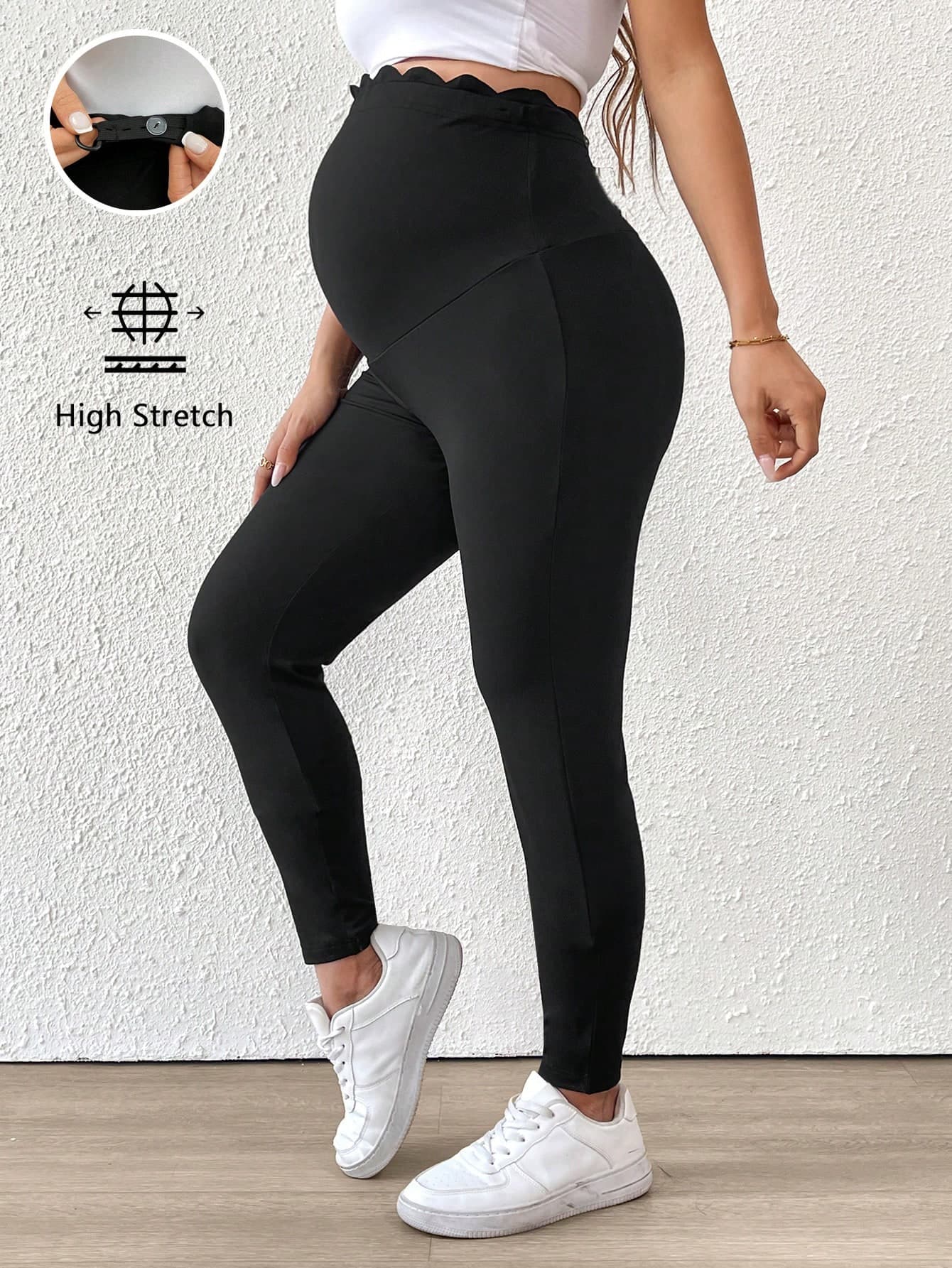 SHEIN Maternity High Waist Adjustable Waist Leggings World Cup