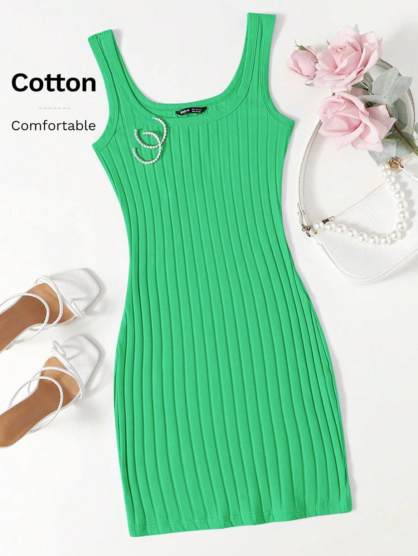 SHEIN Essnce Rib-knit Bodycon Dress