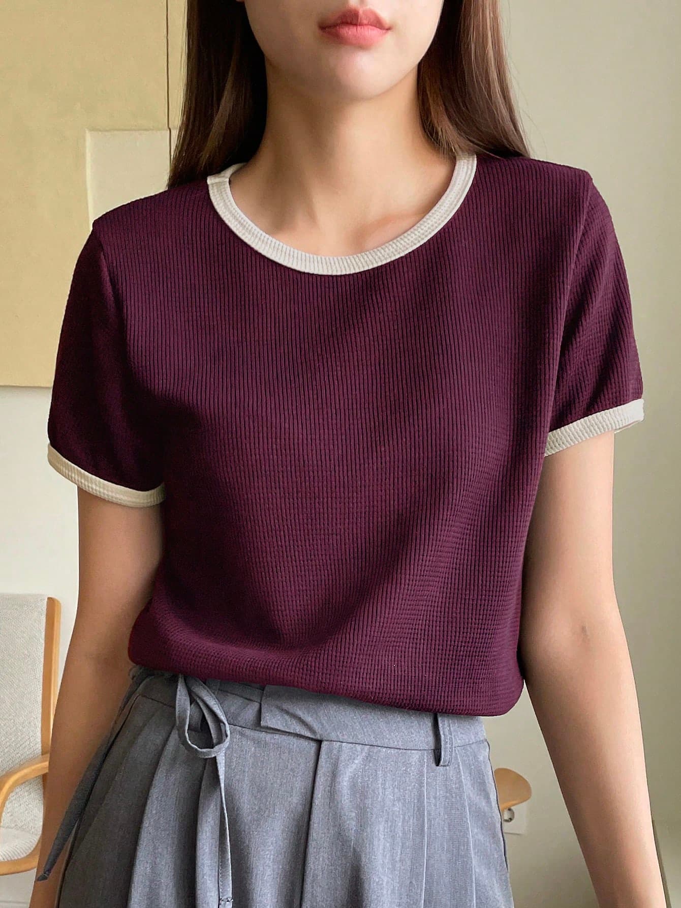DAZY Women Short Sleeve Casual T-Shirt, Simple And Fashionable For Daily Wear,Back To School Clothes
