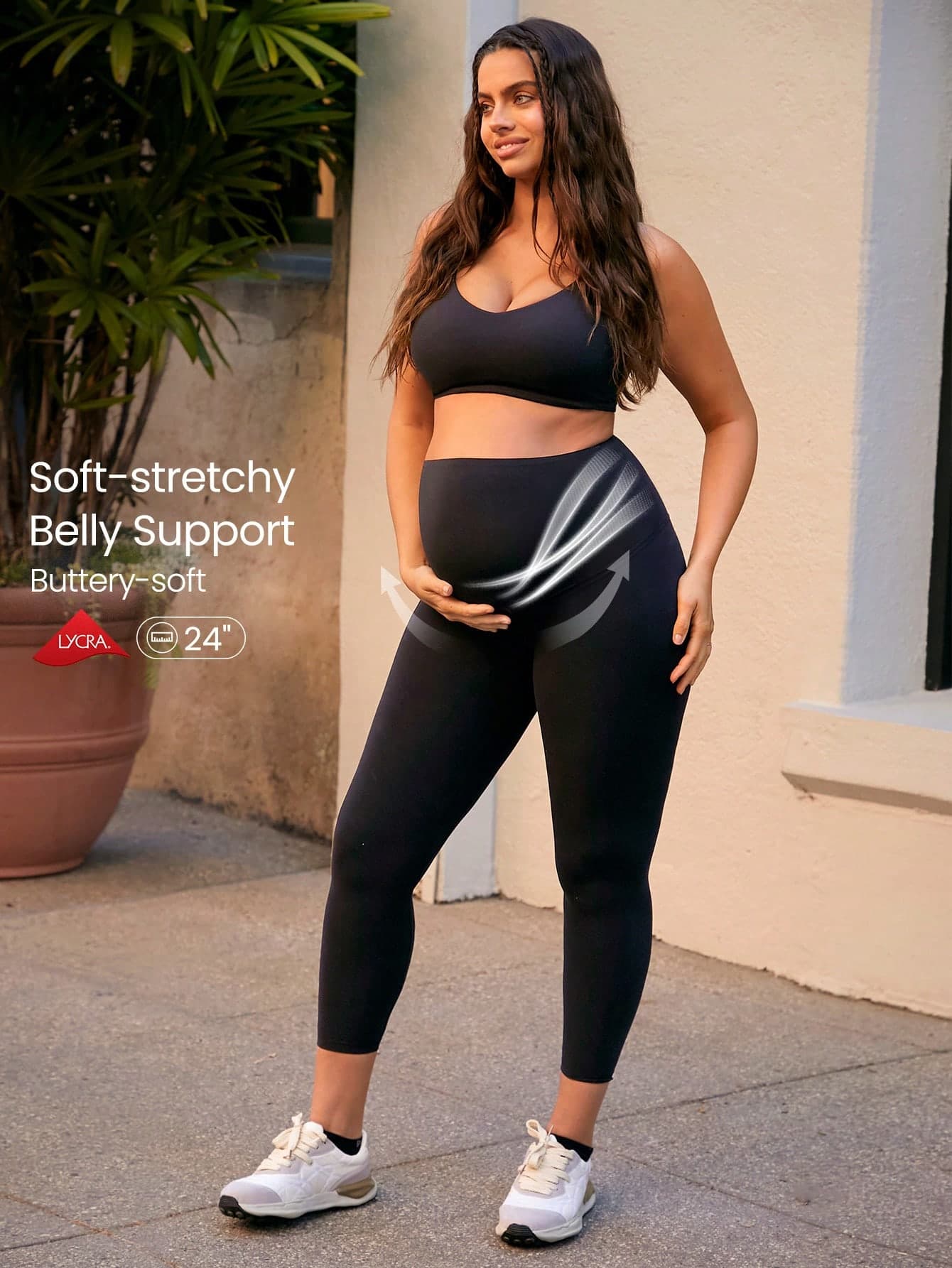 GLOWMODE 24" FeatherFit™ Super High Rise Belly Support Maternity Leggings High-Stretchy  Spring Summer