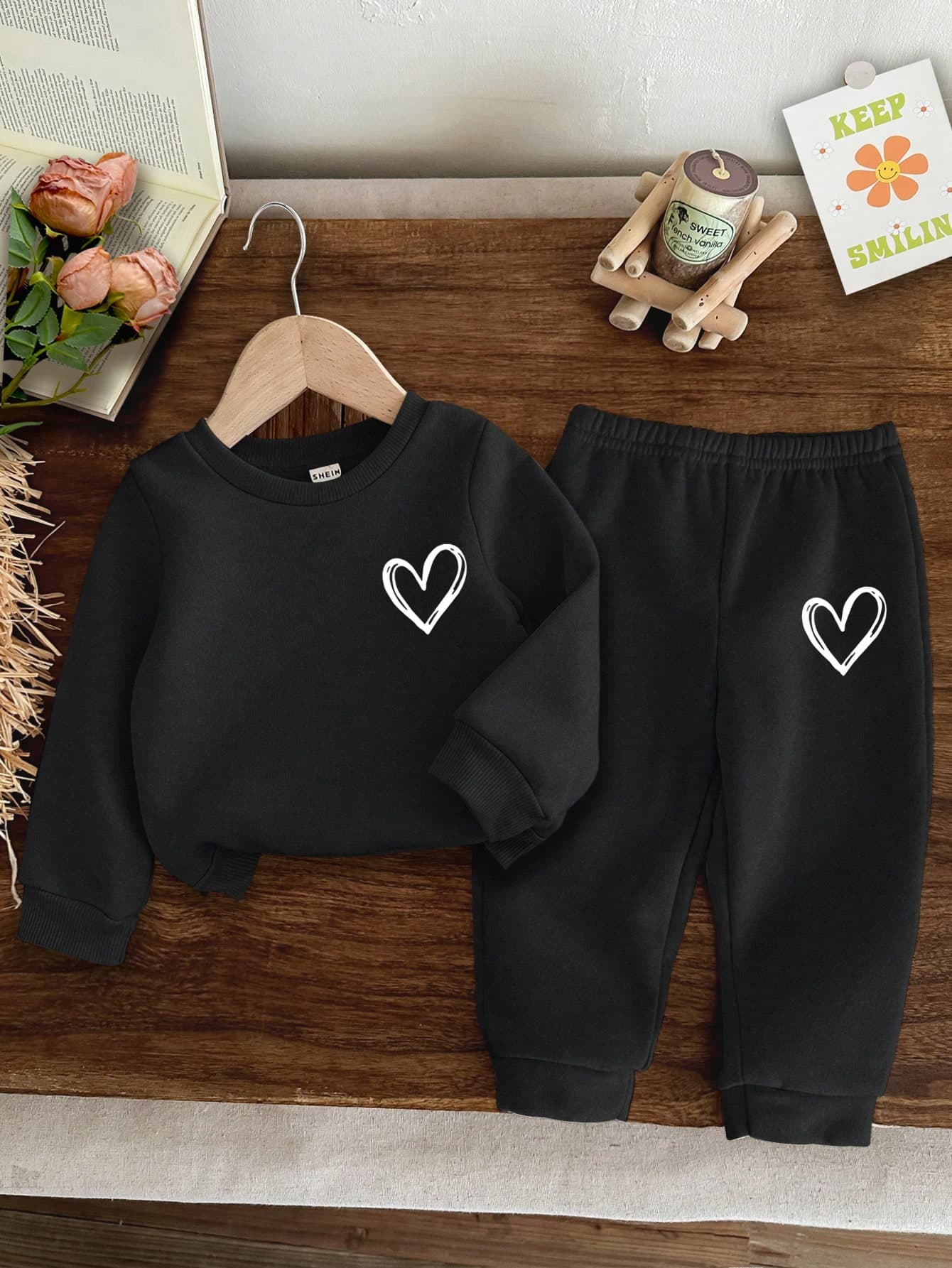 SHEIN Baby Girls' Knitted Soft Pullover Casual Outfit, Thick For Autumn & Winter