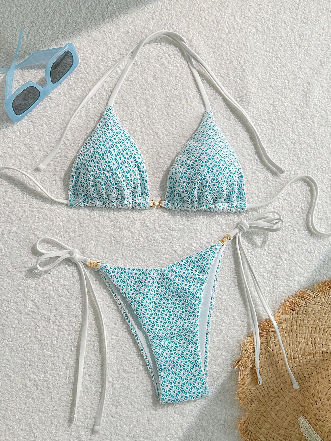 Swim Mod Springbreak Women's Sexy Halter Tie Front Bikini Set, Summer Beach Swimwear