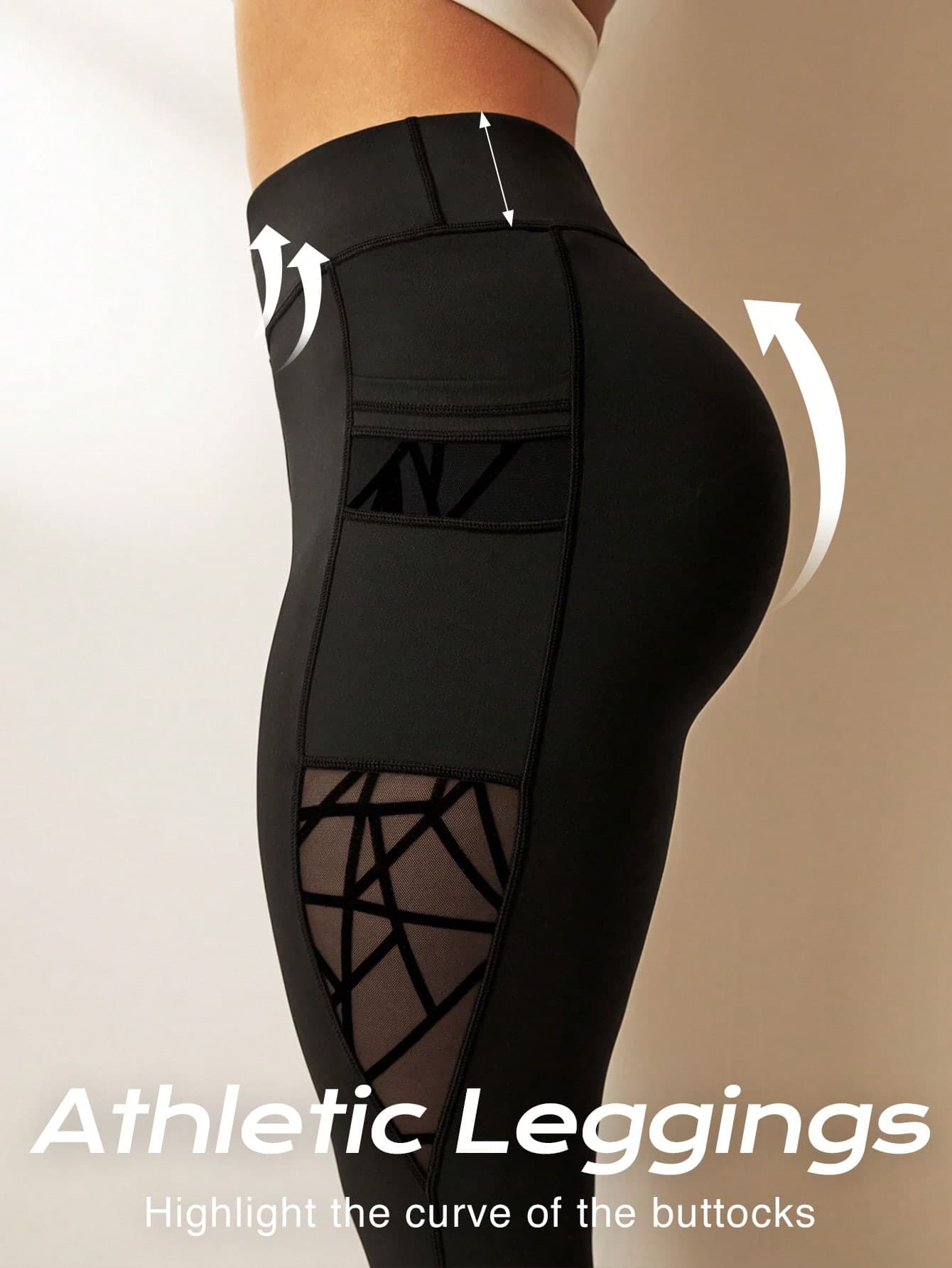 Rhythm Era Plus Size Asymmetrical Functional Leggings, Tight Slimming High Waist Pockets Net Flocked Lining Long Pants Yoga Women Pants