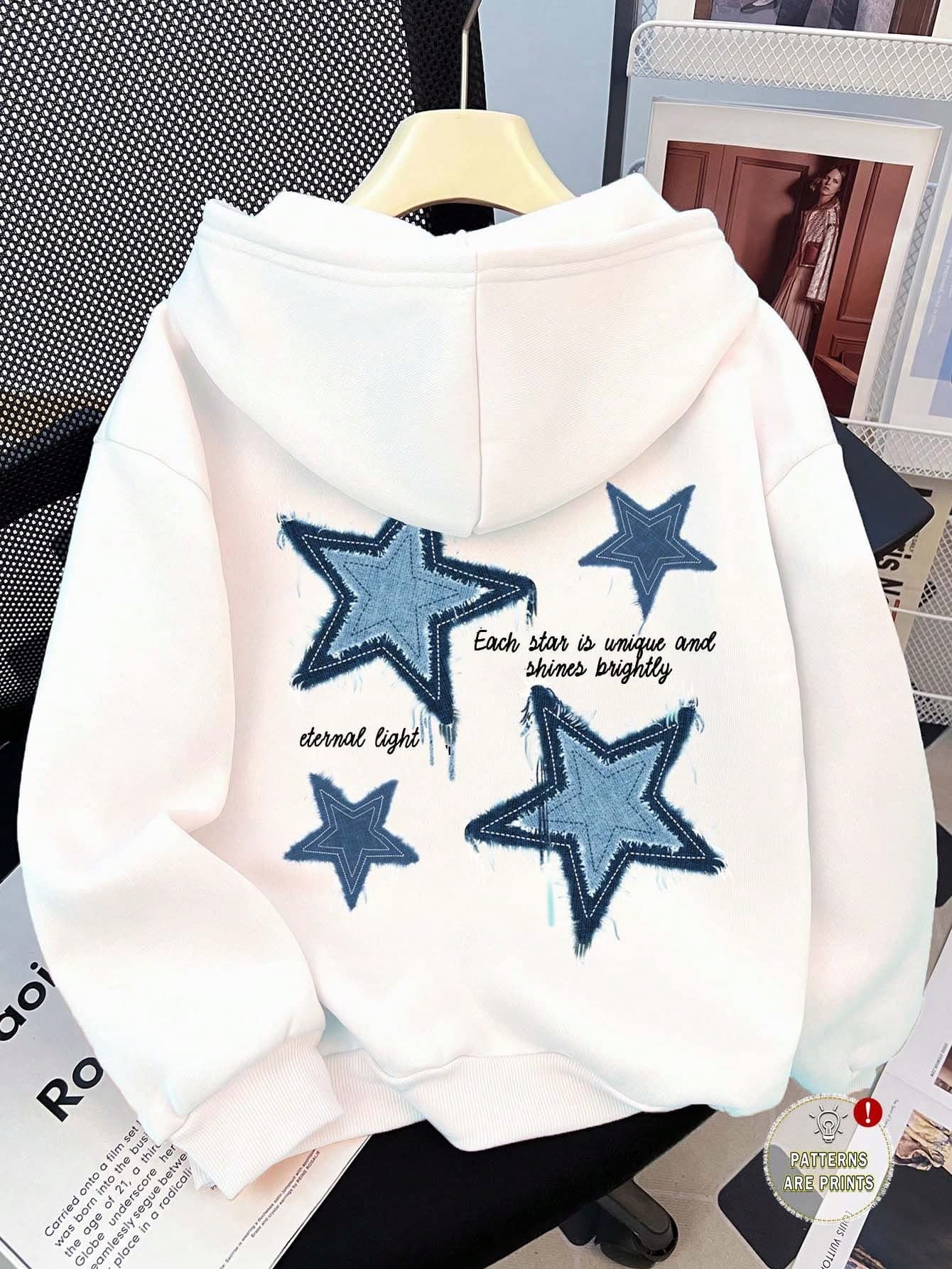 SHEIN Leap Crew Teen Girls Casual Simple Design Long Sleeve Hooded Loose Thick Sweatshirt,In Fall/Winter