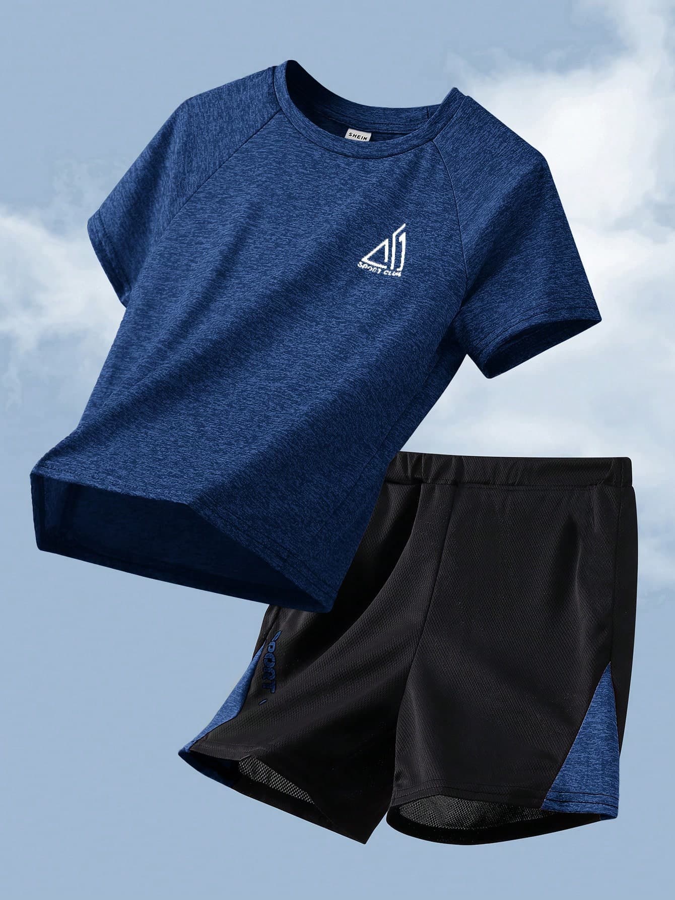 SHEIN 2pcs Tween Boy Contrast Color Block T-Shirt And Shorts Sports Set