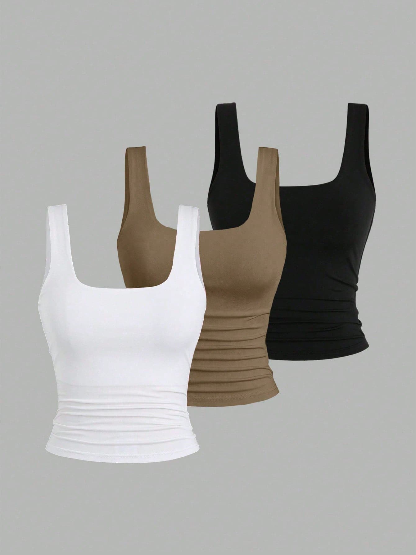 Sweetra Women's Casual Versatile Solid Color Tank Top White