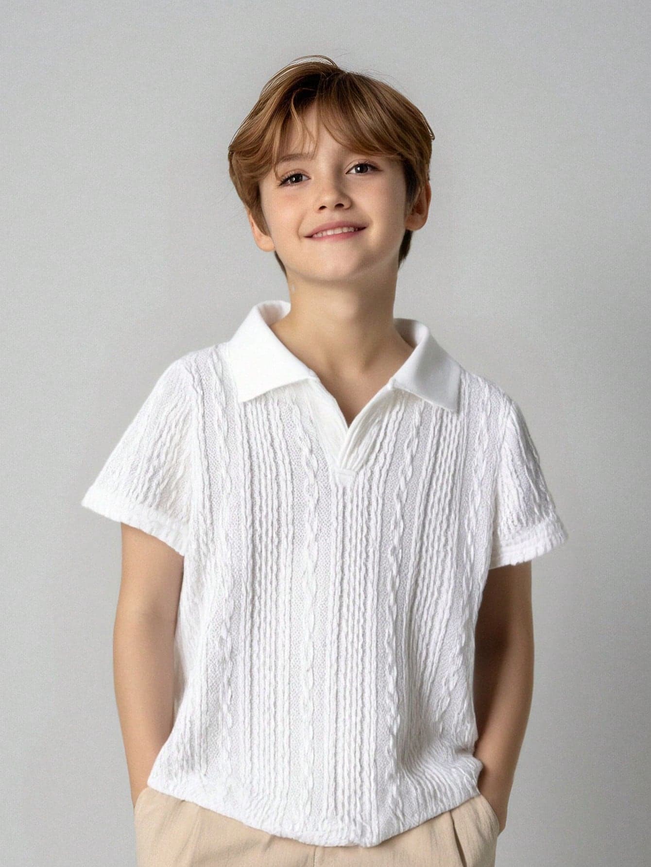 SHEIN 1pc Young Boys Casual Polo Shirt, Comfortable, Fashionable, Versatile, Soft Fabric, Breathable, Suitable For Spring/Summer, Back To School, Birthday