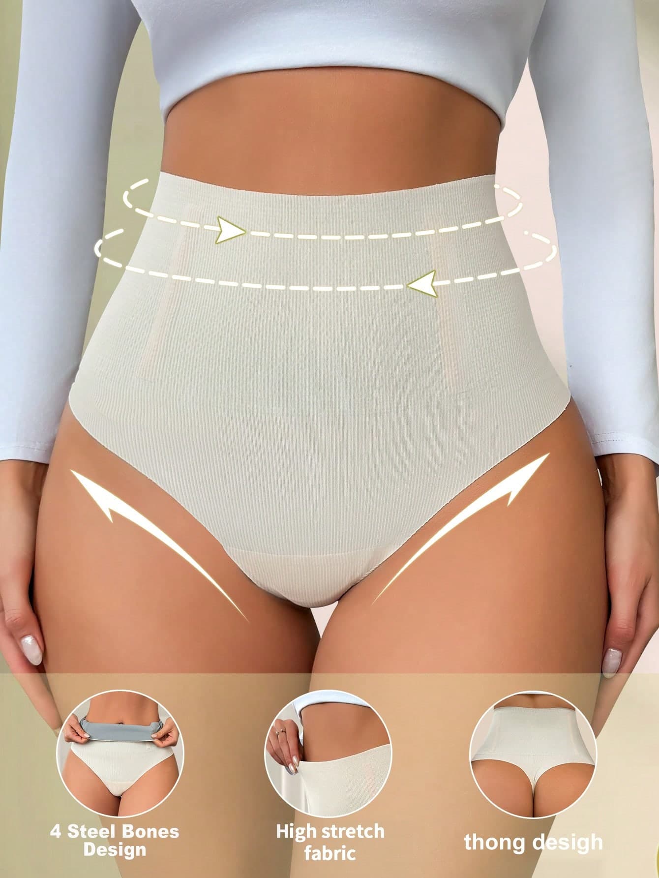 Women's Seamless Shapewear With High-Cut Sexy Thong Panty