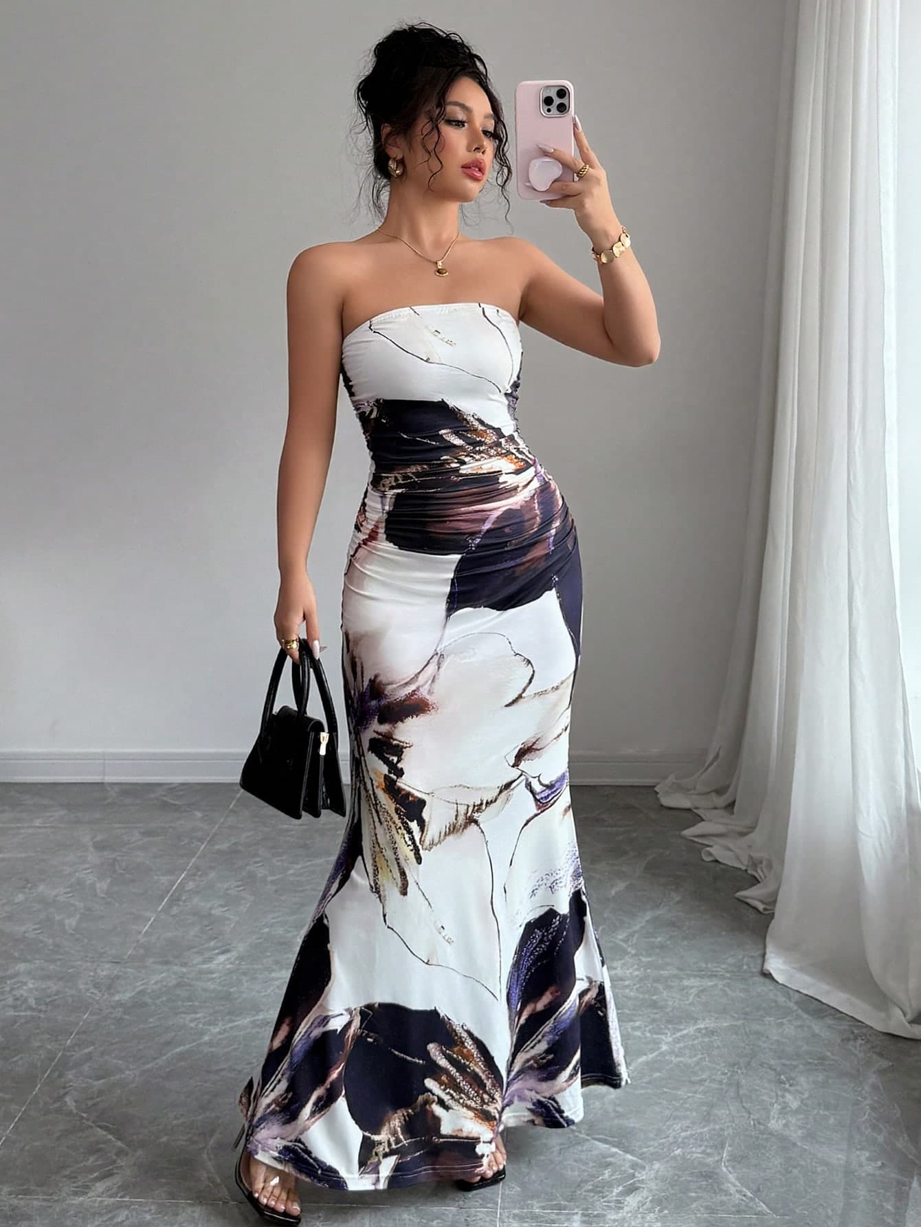 Rafferiza Women's Holiday Floral Print Dress