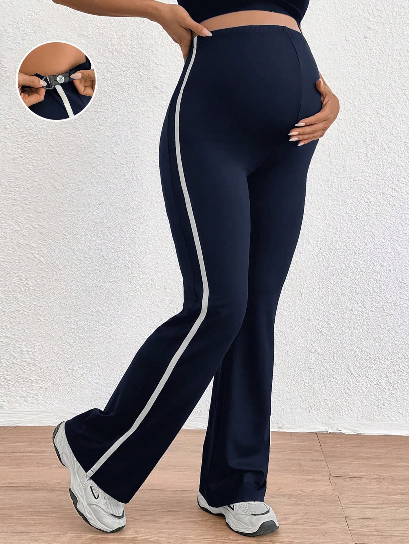 SHEIN Maternity High Waist Adjustable Knitted Flare Leggings World Cup Fall